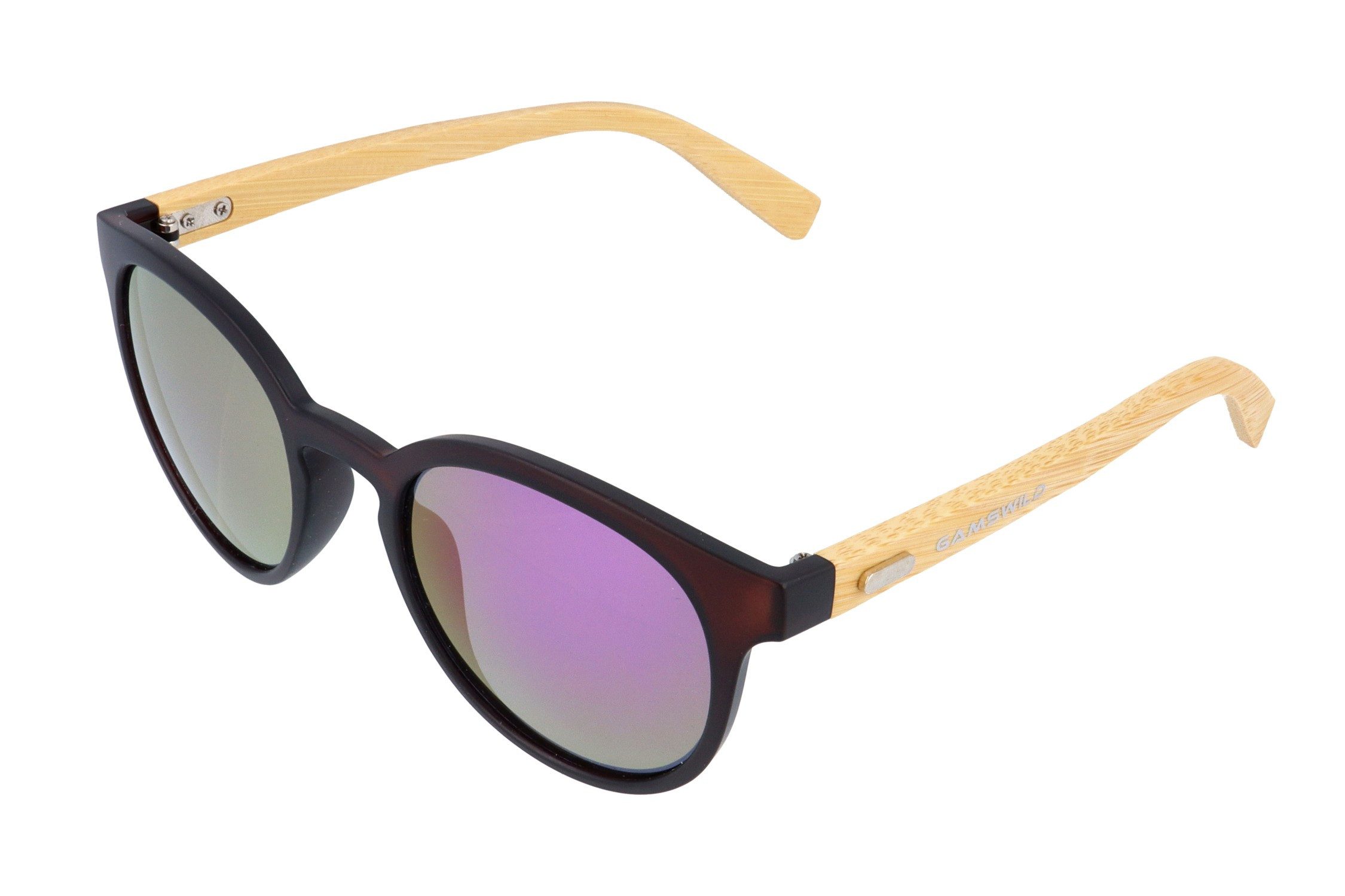 Gamswild Sonnenbrille UV400 GAMSSTYLE Modebrille Bambusholz, Bambusholzbügel Damen Herren Modell WM1228 in rot-braun, braun-getigert, pink-braun