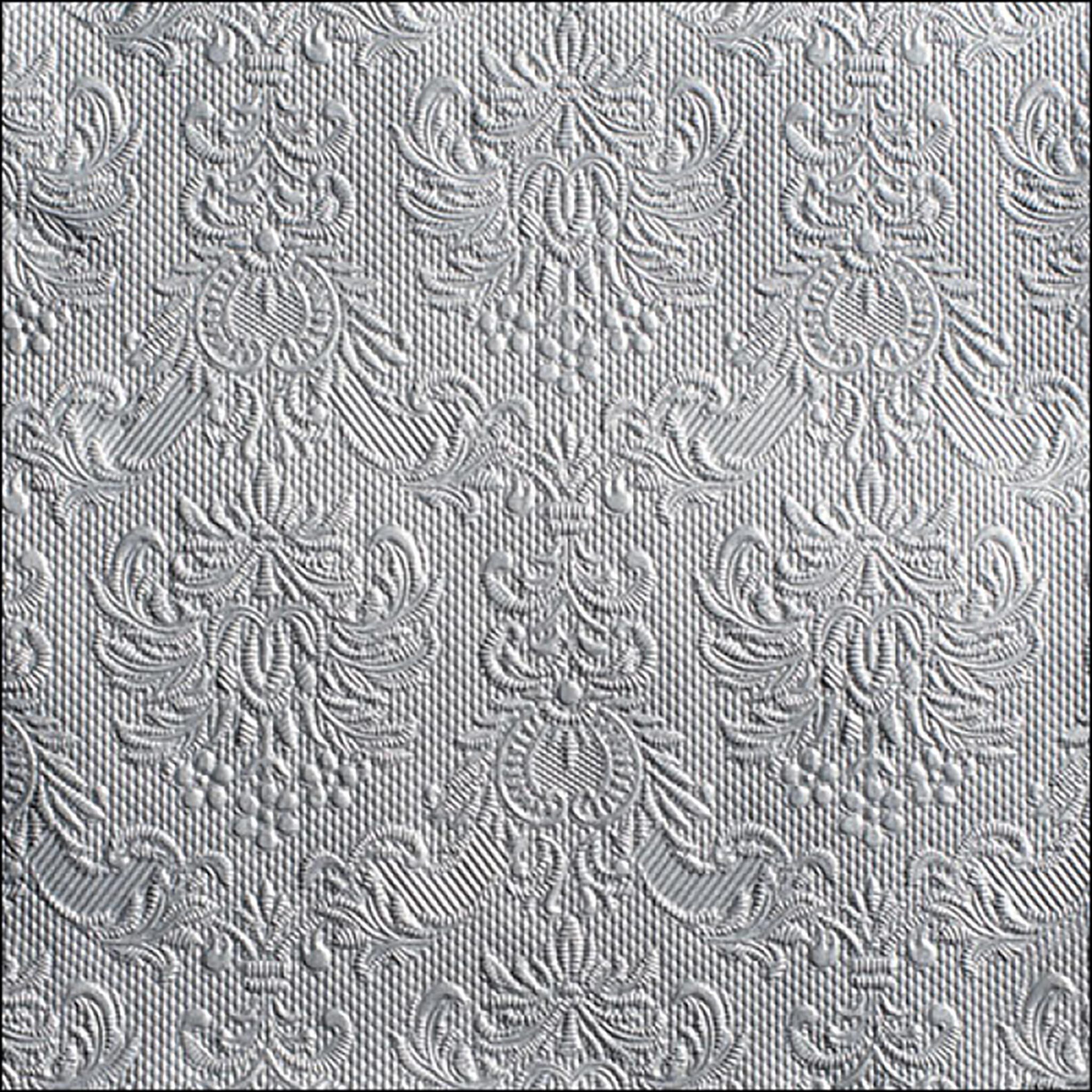 Ambiente Luxury Paper Products Papierserviette, Servietten Papier 33x33cm Elegance geprägt 15 Stück Silber / Grau