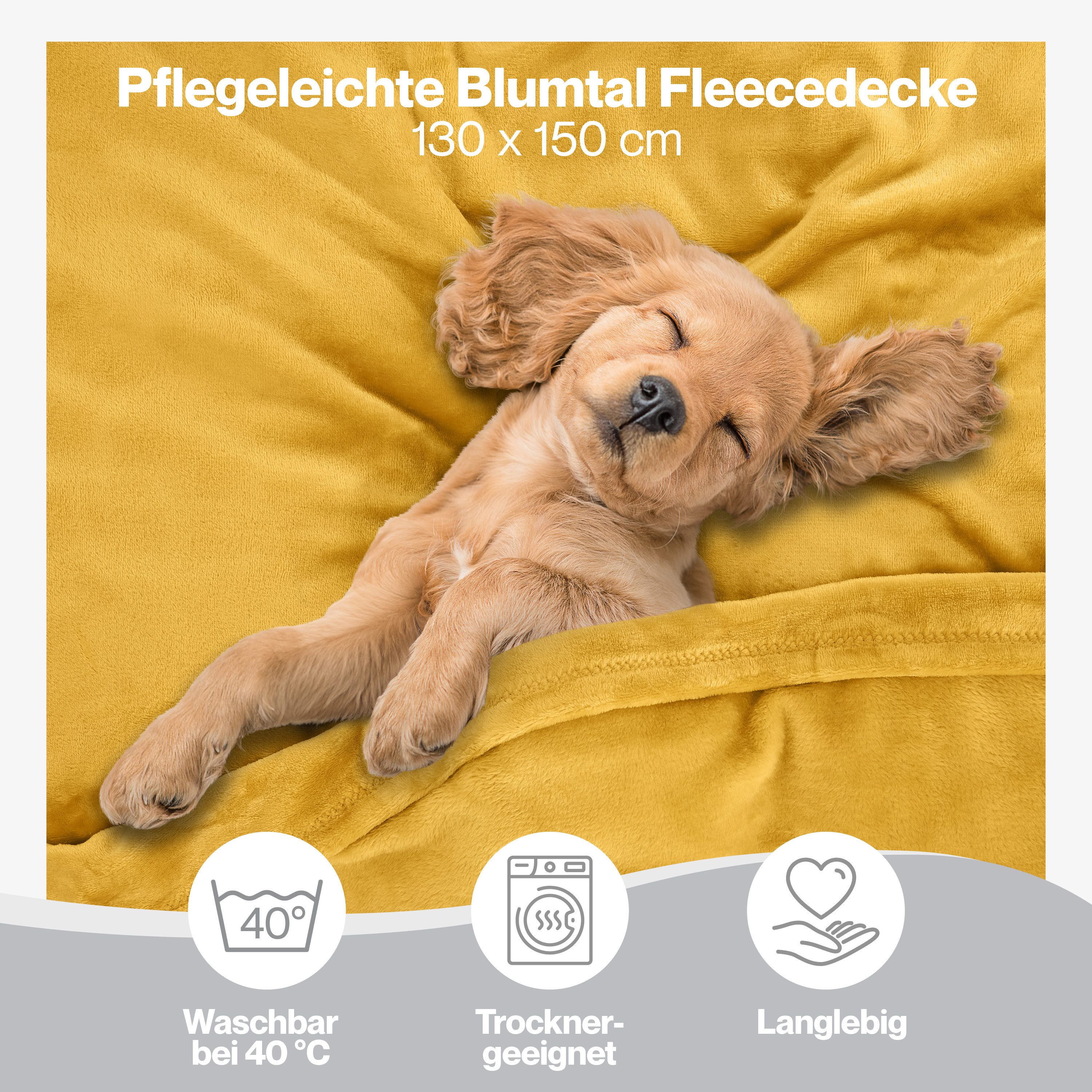 Wohndecke Kuschelige Fleecedecke, Oeko-Tex zertifizierte Decke, Blumtal