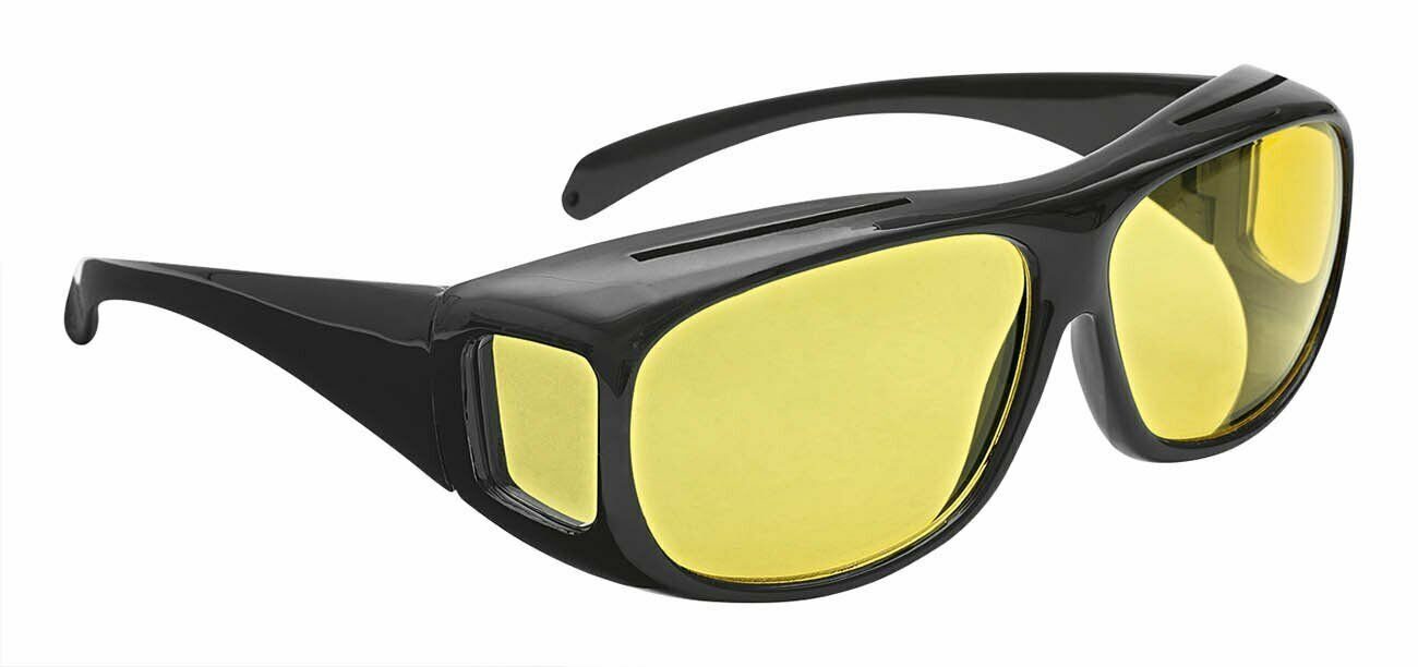 WEDO Brille Überzieh Nachtsichtbrille für Brillenträger Nachtfahrbrille + Hülle Brille