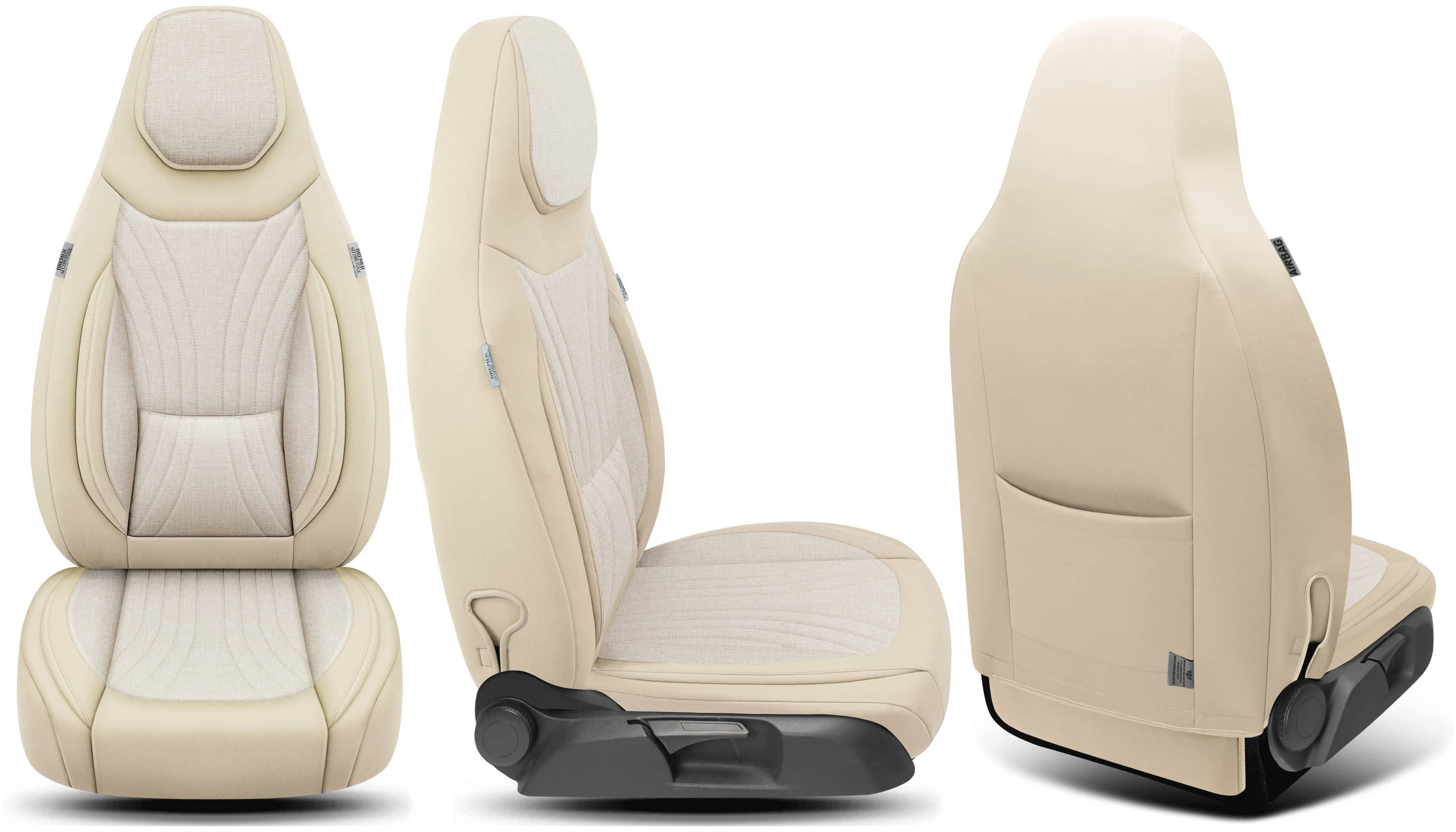 BREMER SITZBEZÜGE Autositzbezug für für Clever Vans Drive (C5), Set, Schonbezüge Sitzbezüge Fahrer und Beifahrer, in Beige
