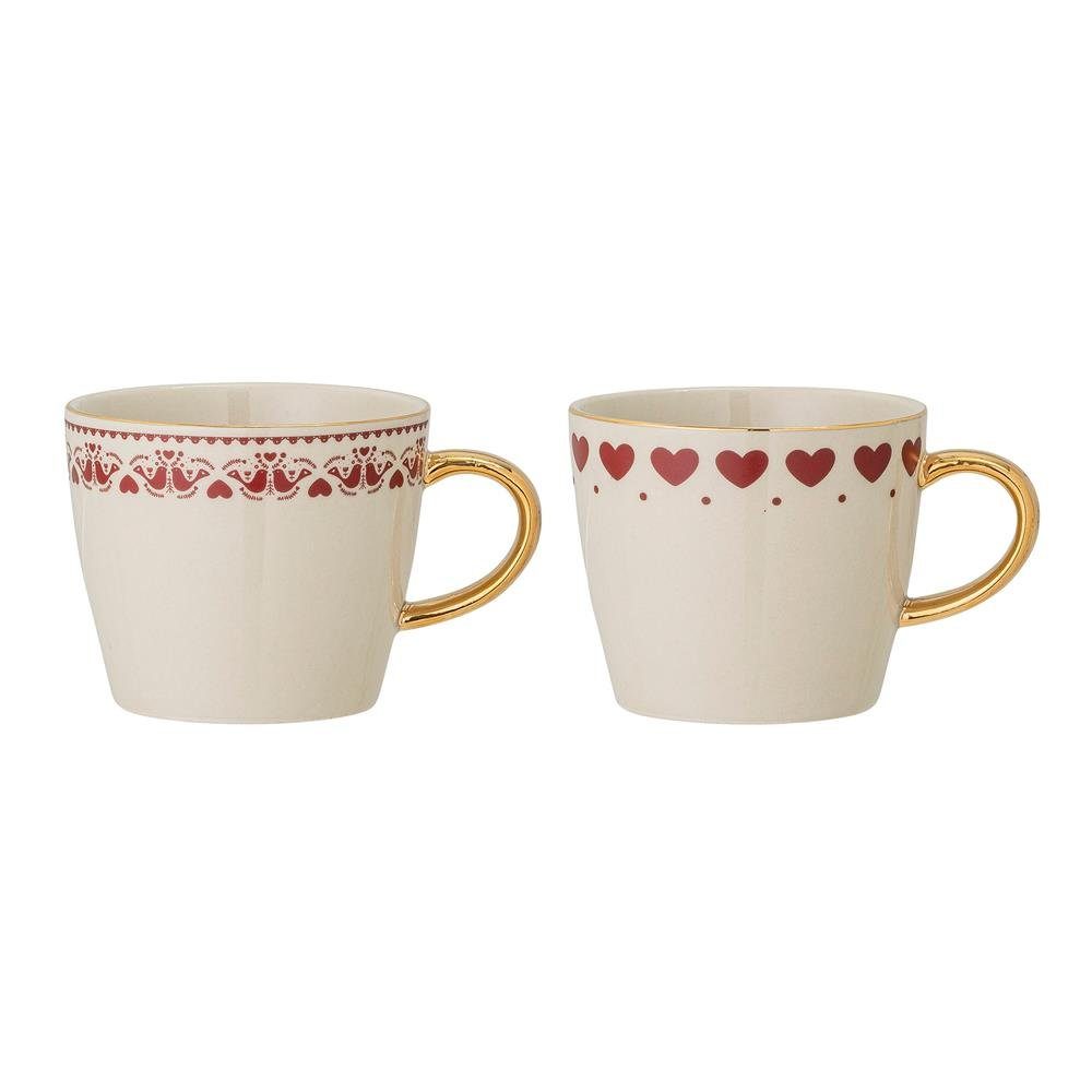Bloomingville Tasse Jolly Tassen 2er Set 300ml rot mit Herzen