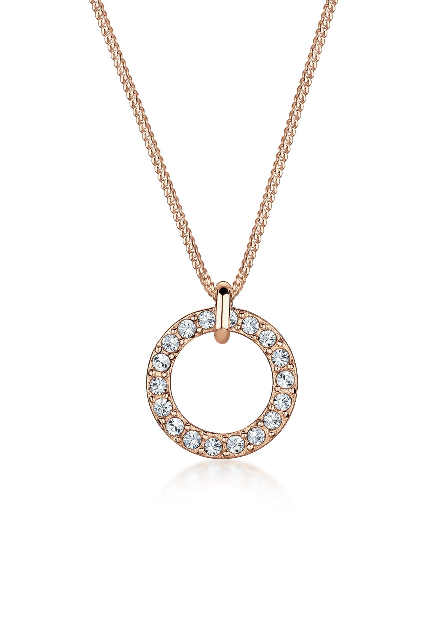 Elli Kette mit Anhänger Kreis Anhänger 925 Silber, mit Kristallen von Swarovski®, Kreis