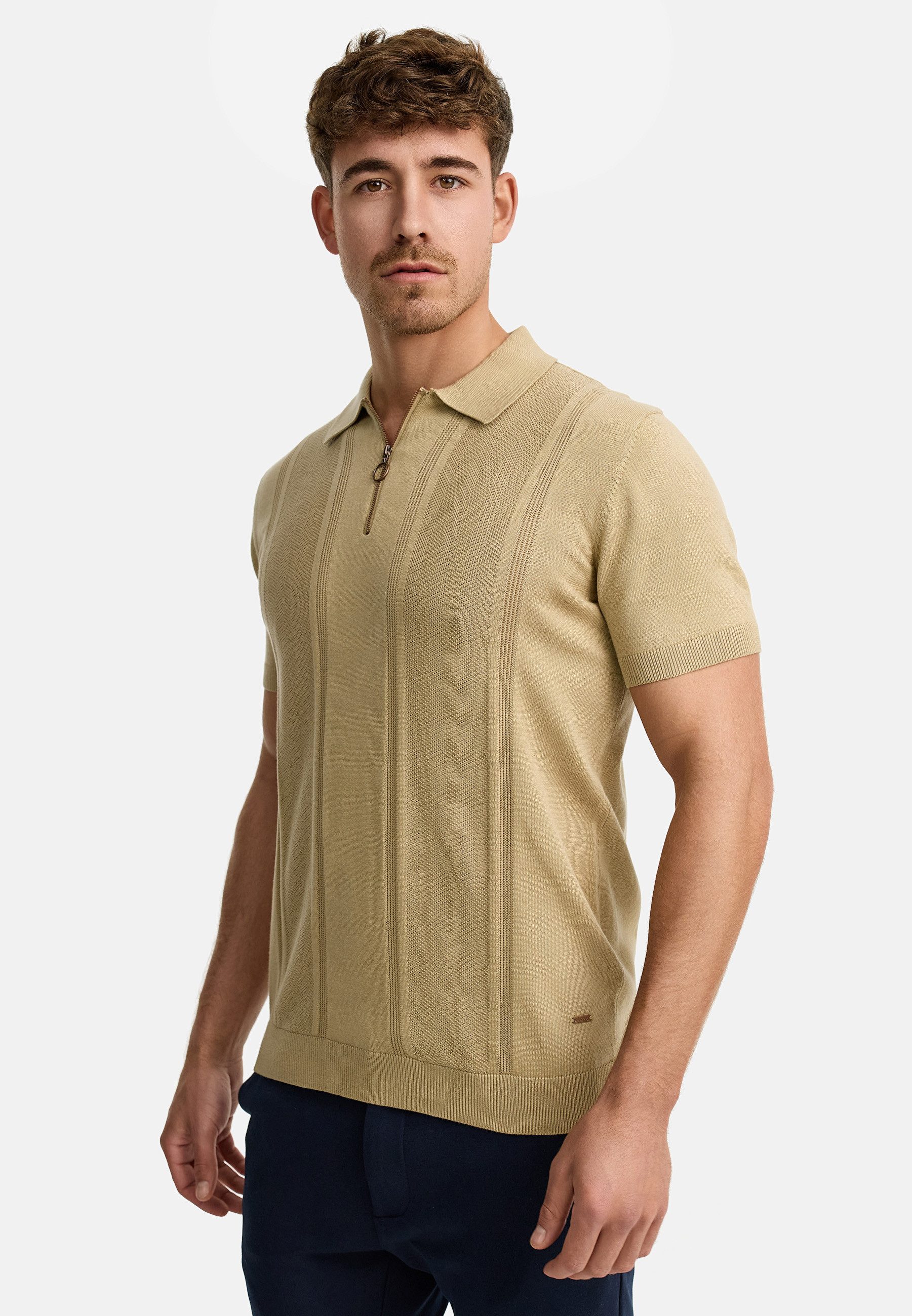 Indicode Poloshirt Herren INSago Polo Shirt Herrenshirt Kurzarm-Poloshirt mit Reißverschluss