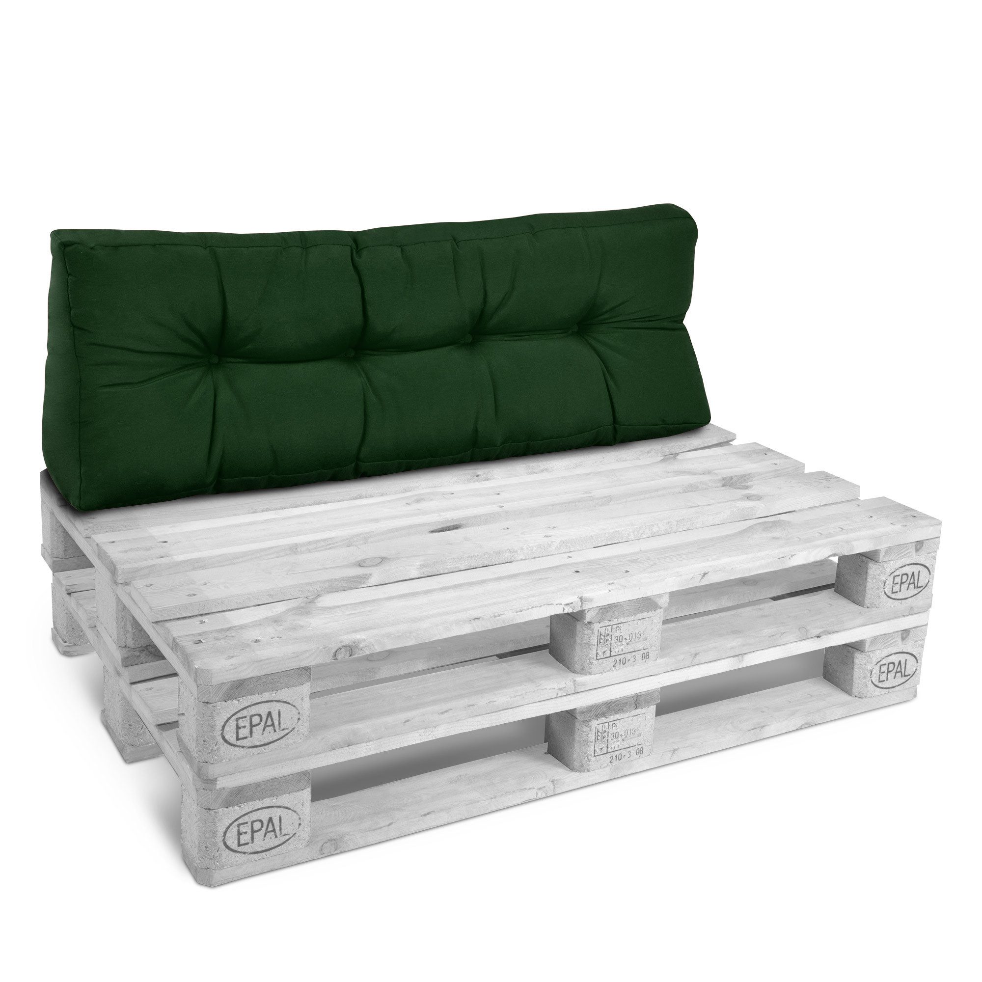 Beautissu Palettenkissen Rückenkissen Palettenkissen Outdoor Eco Style, 120x40cm, Grün, 120x40 cm – Gepolsterte Auflagen für Paletten Palettensofa