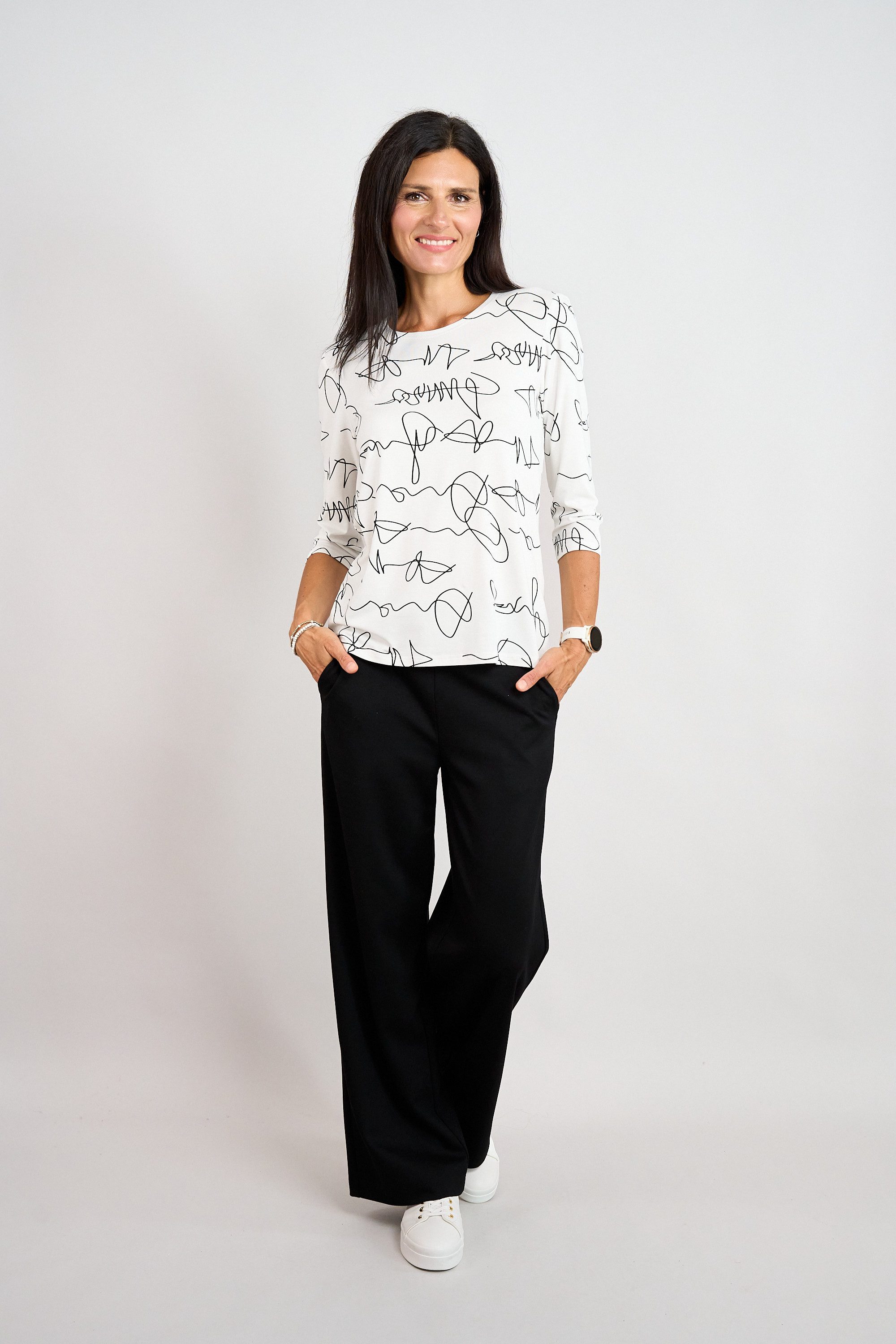 Seidel Moden 3/4-Arm-Shirt 3/4 -Arm- Sommershirt mit grafischem Muster / MADE IN GERMANY