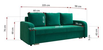 MKS MÖBEL Sofa LENA, mit Schlaffunktion und Bettkasten