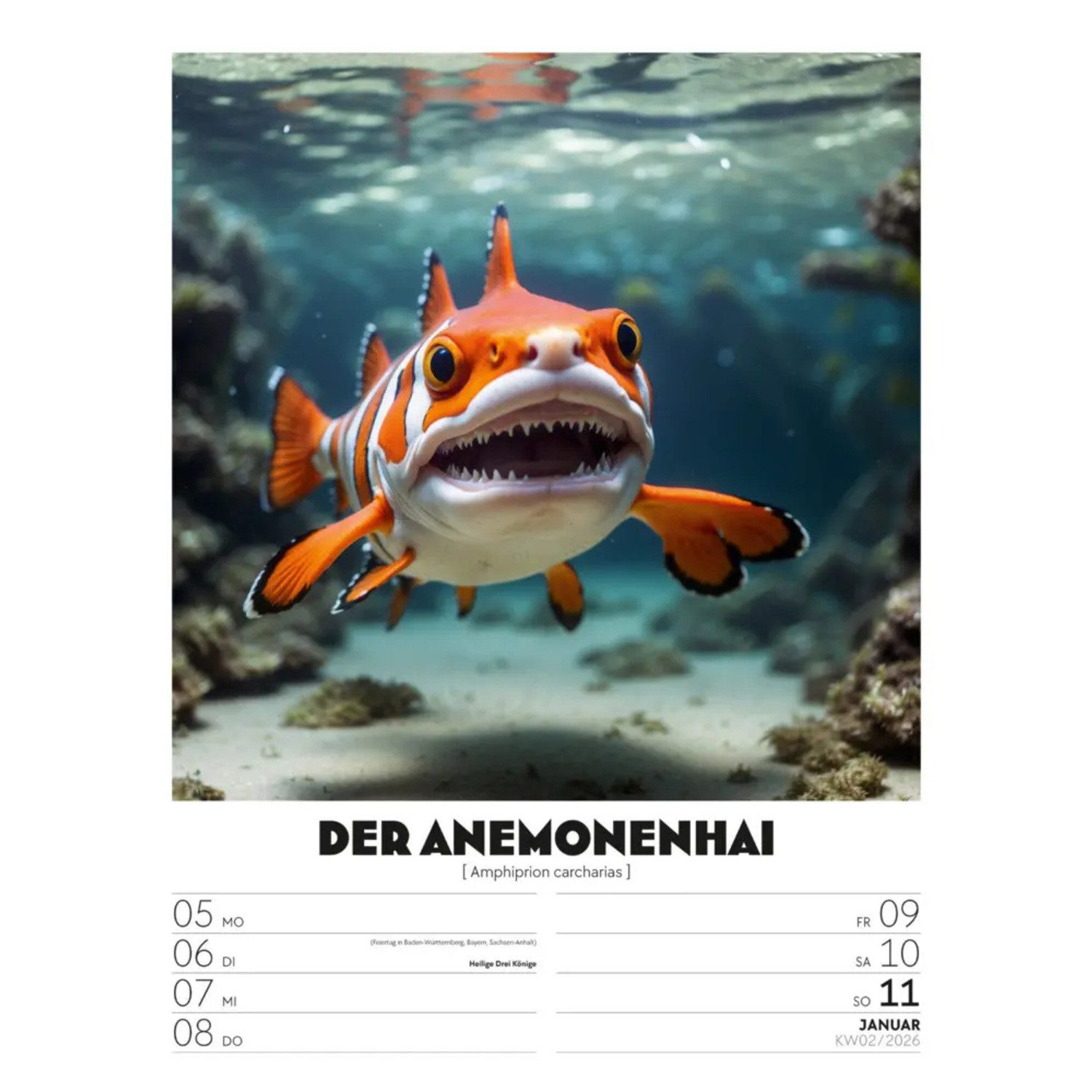 Ackermann Wandkalender Verrücktes Tierleben Wochenplaner mit KI-Bildern Kalender 2026