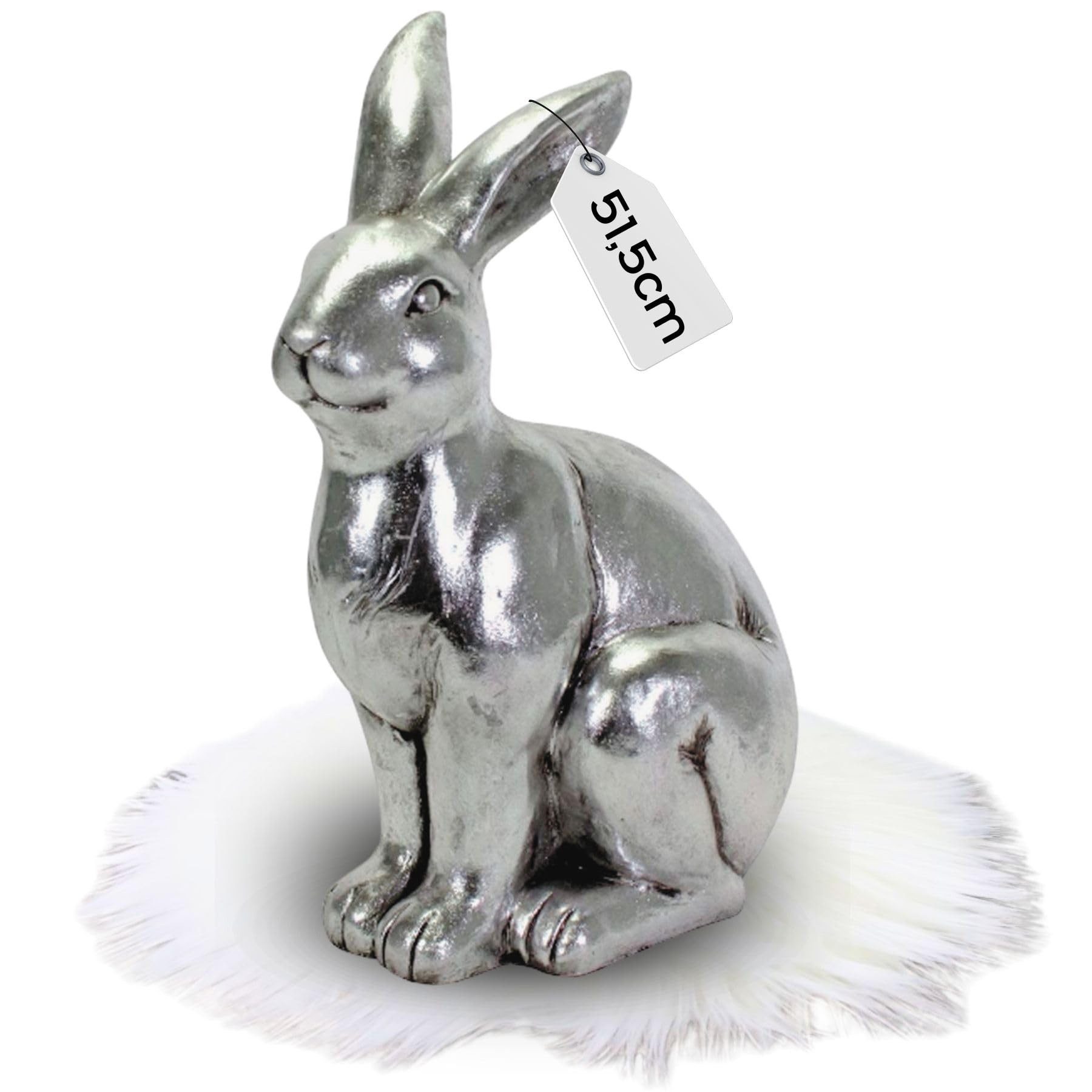 Bada Bing Tierfigur Deko Hase Silber Ostern Frühlings Dekoration Hasen Figur (XXL Dekohase Silber, 1 St., 51 cm), hochwertige Dekofigur