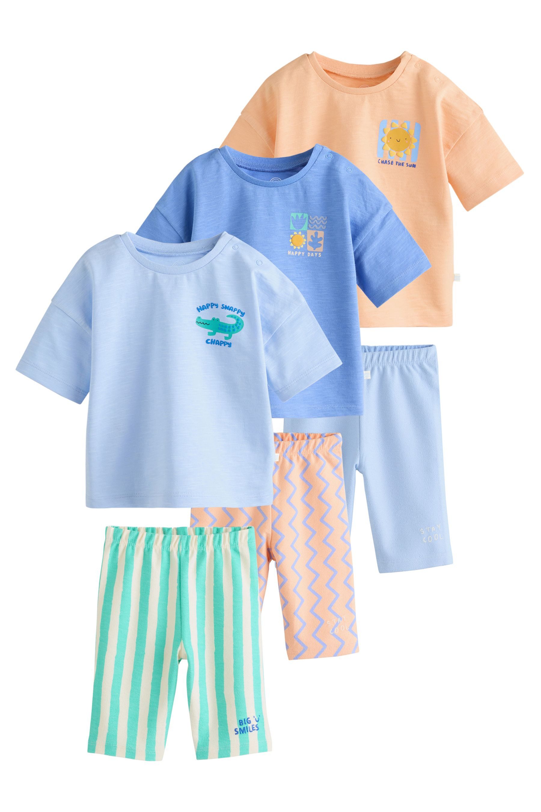 Shirt & Leggings Baby-Oberteil & Leggings, 6-teiliges Set