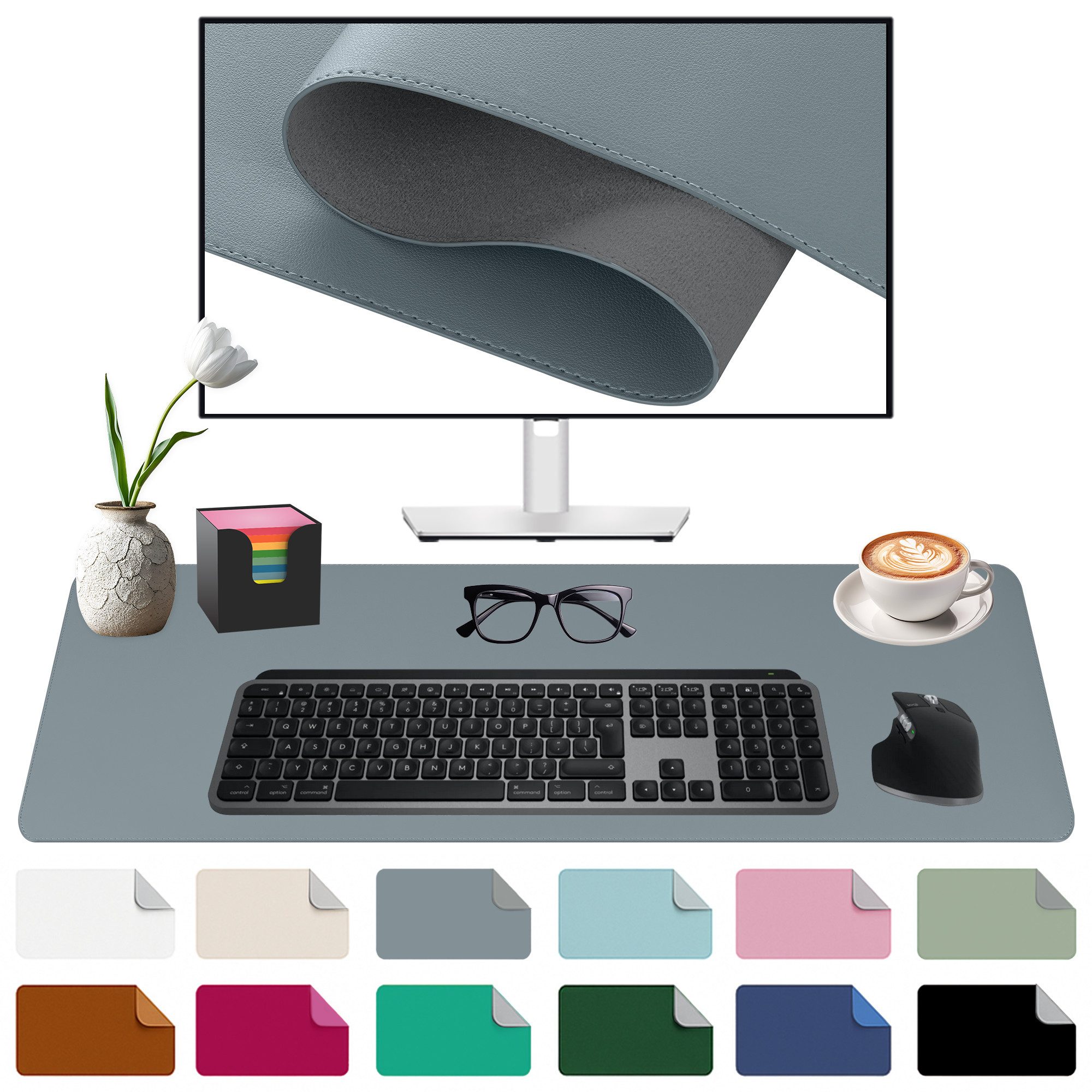 Midori Schreibtischunterlage, (Midori Schreibtischunterlage 60x35cm Mauspad Tischunterlage Dunkelgrau)