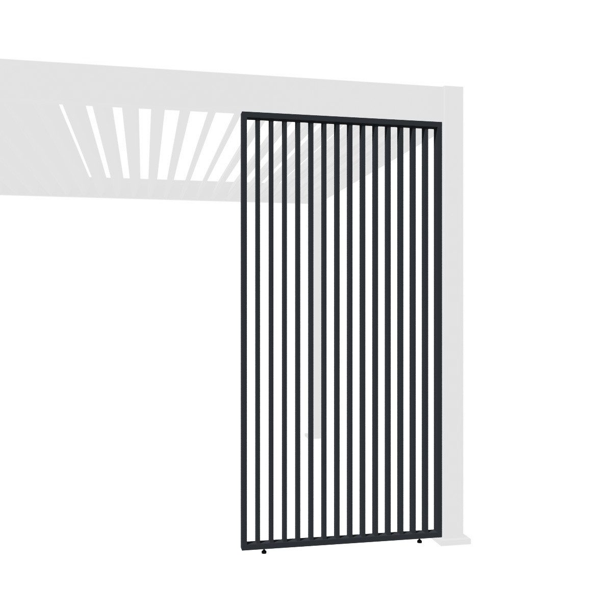 Weide Pavillonseitenteil Vertikale Lamellenwand für Pergola aus Aluminium 3 Maße Grau