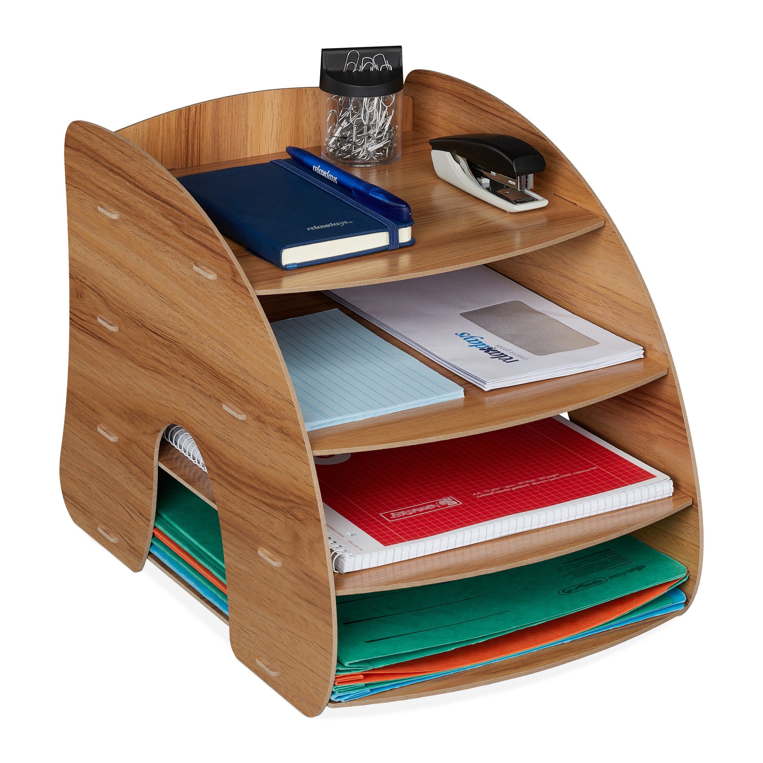 relaxdays Briefablage Хранение документов mit 4 Fächern, dunkelbraun