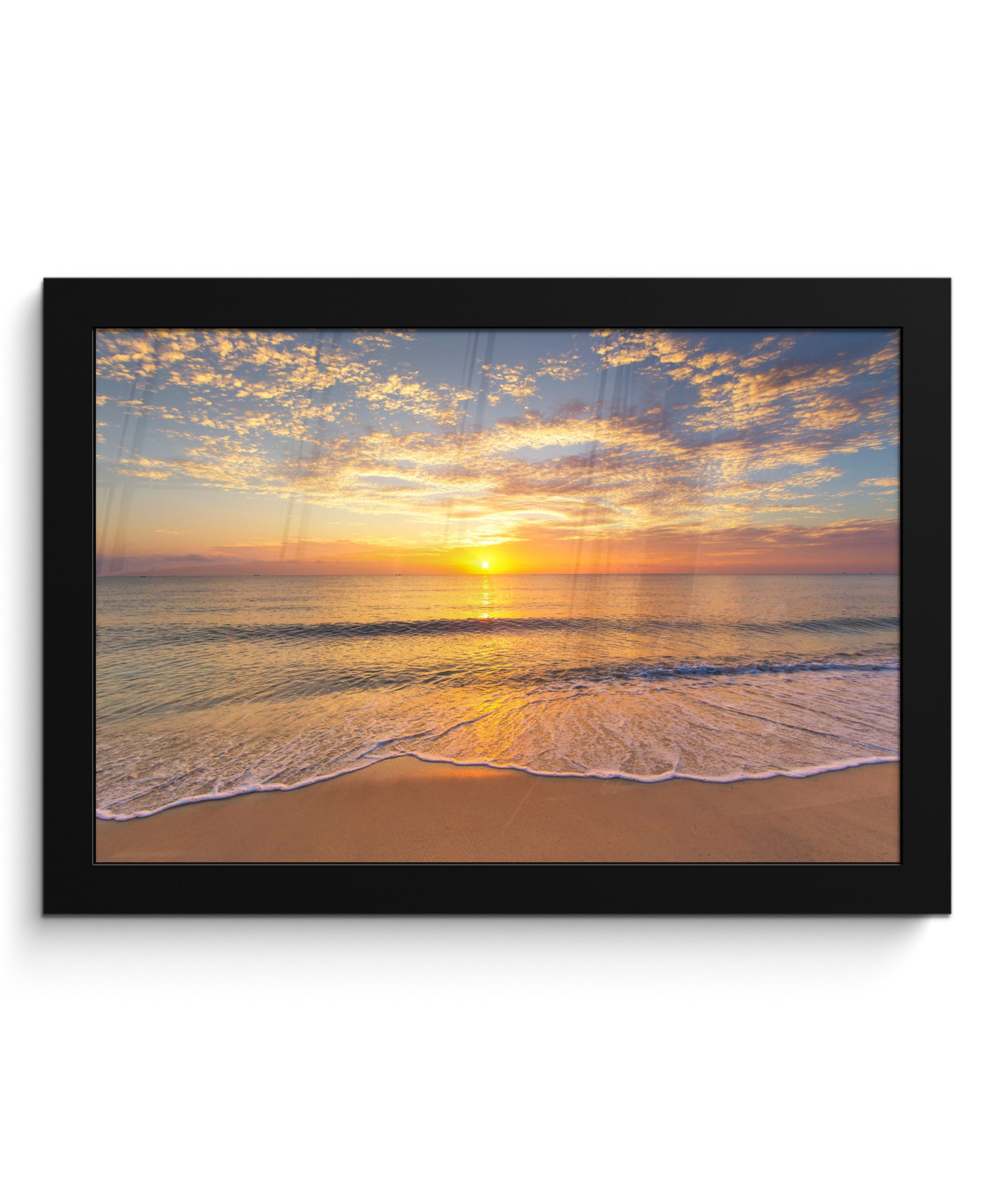 MuchoWow Poster Strand - Sonnenuntergang - Meer, (1 St), Wandbilder, Deko Wohnzimmer Schlafzimmer, 30x20 cm