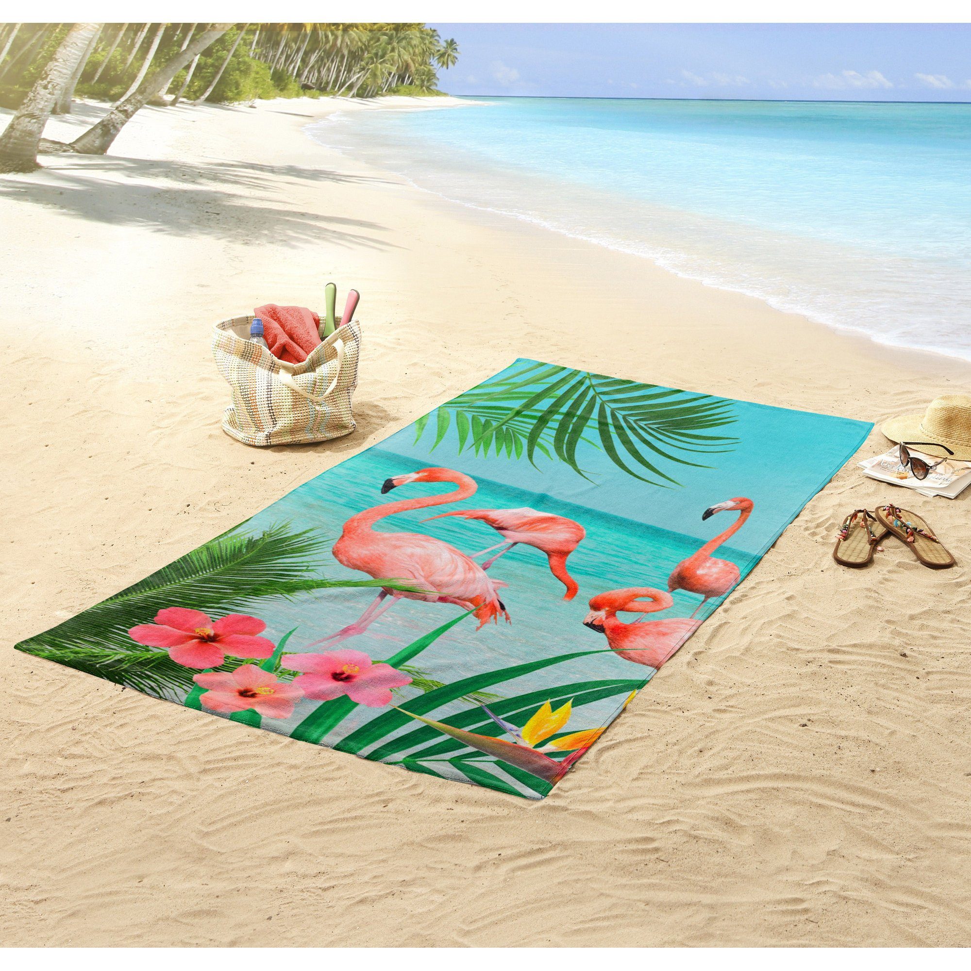 good morning Strandtuch Strandtuch "Flamingo", Polyester, Polyvelours Motiv – Bild 3 von 3