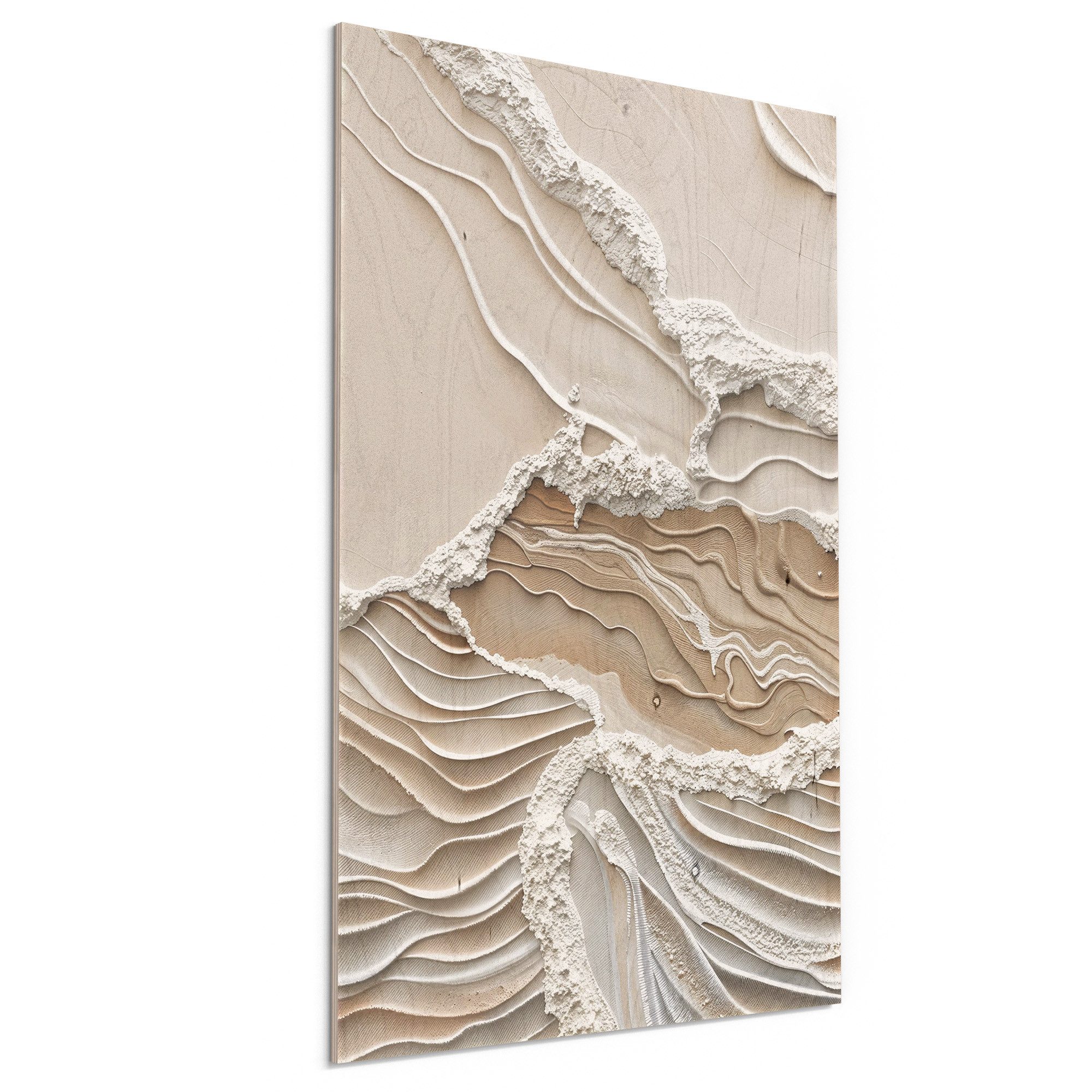 DEQORI Holzbild 'Sandwellenzauber', Bild auf Holz natürliches Wandbild Kunstdruck modern Wohnzimmer Design