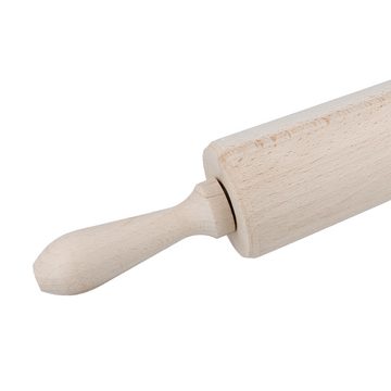 EUROHOME Teigroller Ausrollholz mit Holzgriffen Holz, (1-tlg., Nudelrolle Ø 6 cm x 25 cm), Holznudelrolle Teigrolle mit Griff - Teigroller