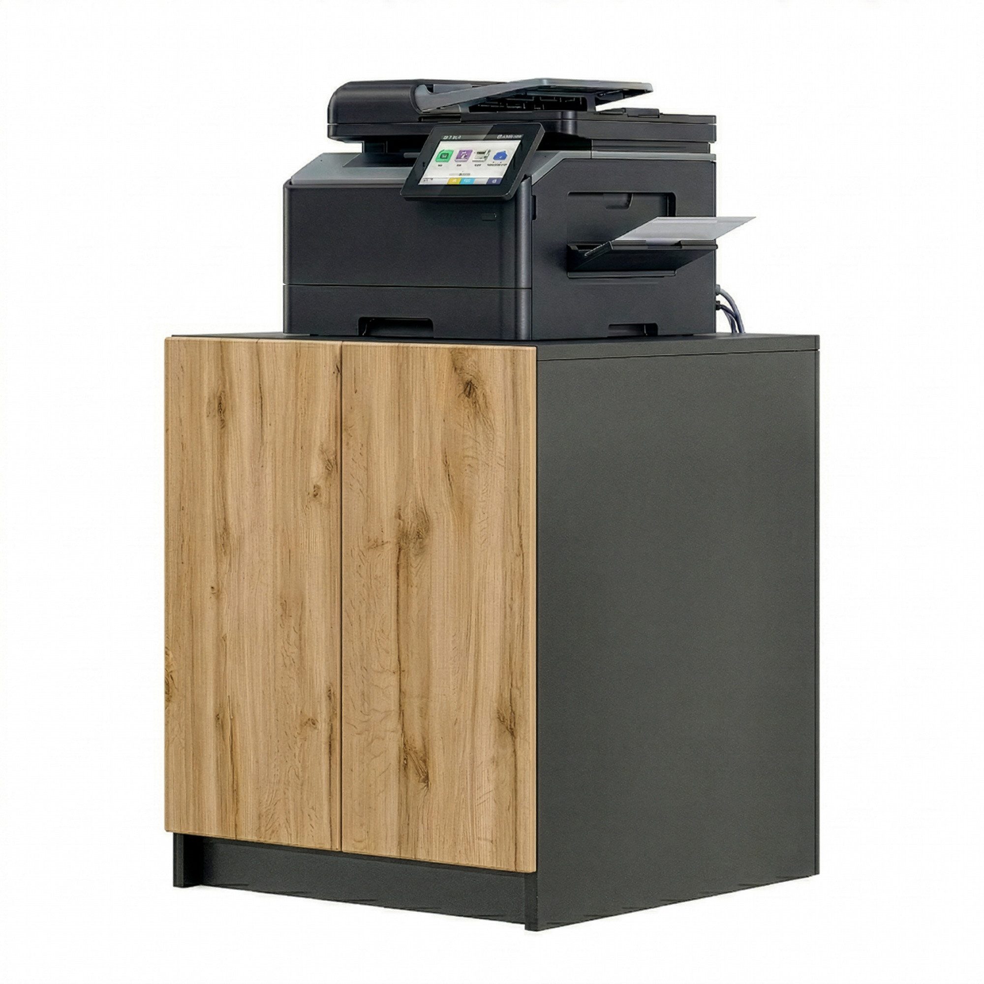 InnoFurn Aktenschrank Elona Druckerkommode (Druckertisch, Extra Tief für Drucker) Druckerschrank Soft-Close & Push-to-Open, Made in Germany
