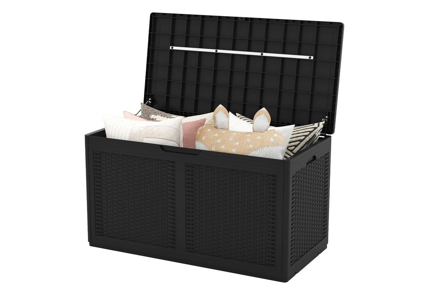COSTWAY Auflagenbox Gartenbox 380L (1 St), Sitzbank bis 200kg, mit Rollen