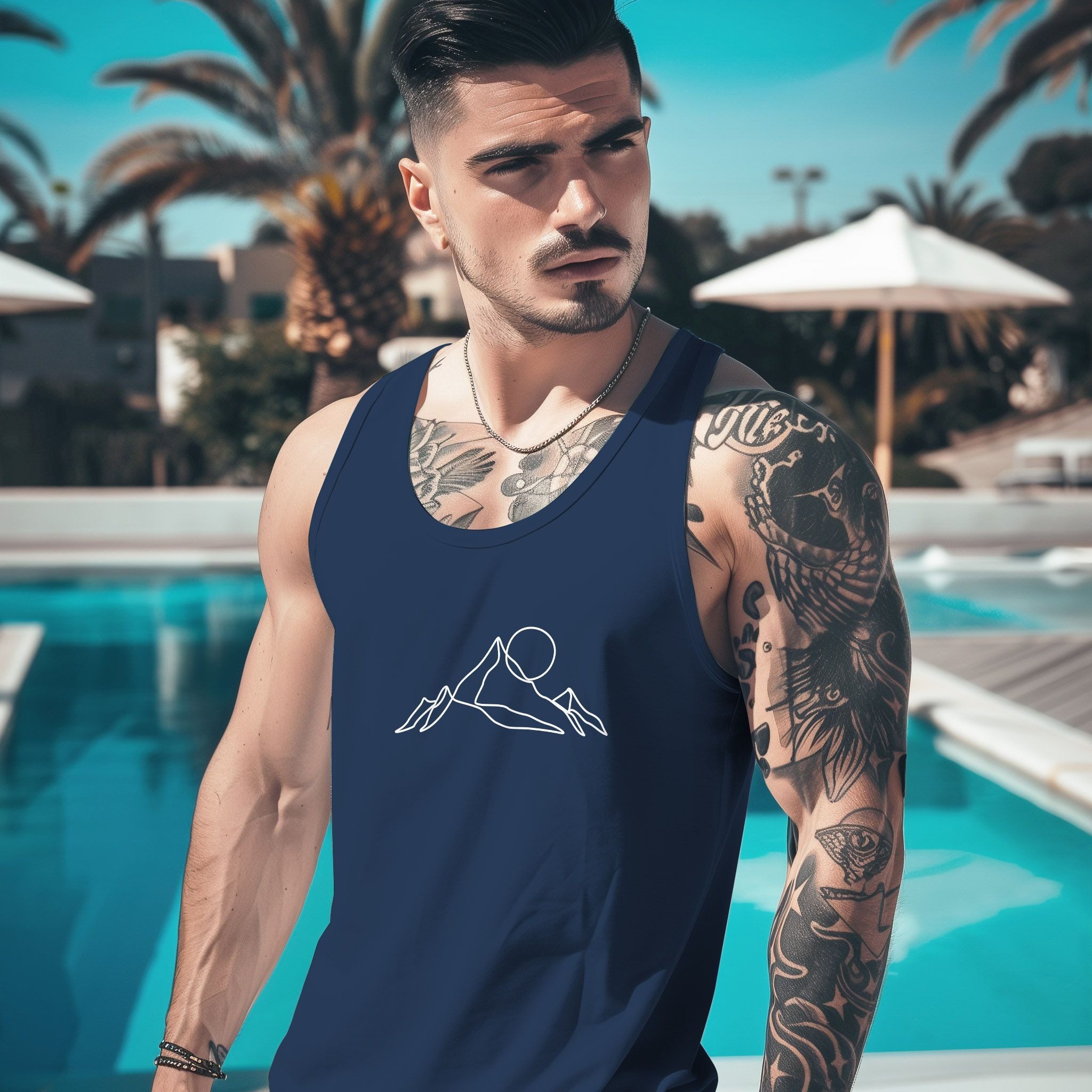 Neverless Tanktop Herren Tank-Top Berge Wandern Brustprint Aufdrucke Gebirge Outdoor mit Print – Bild 3 von 5