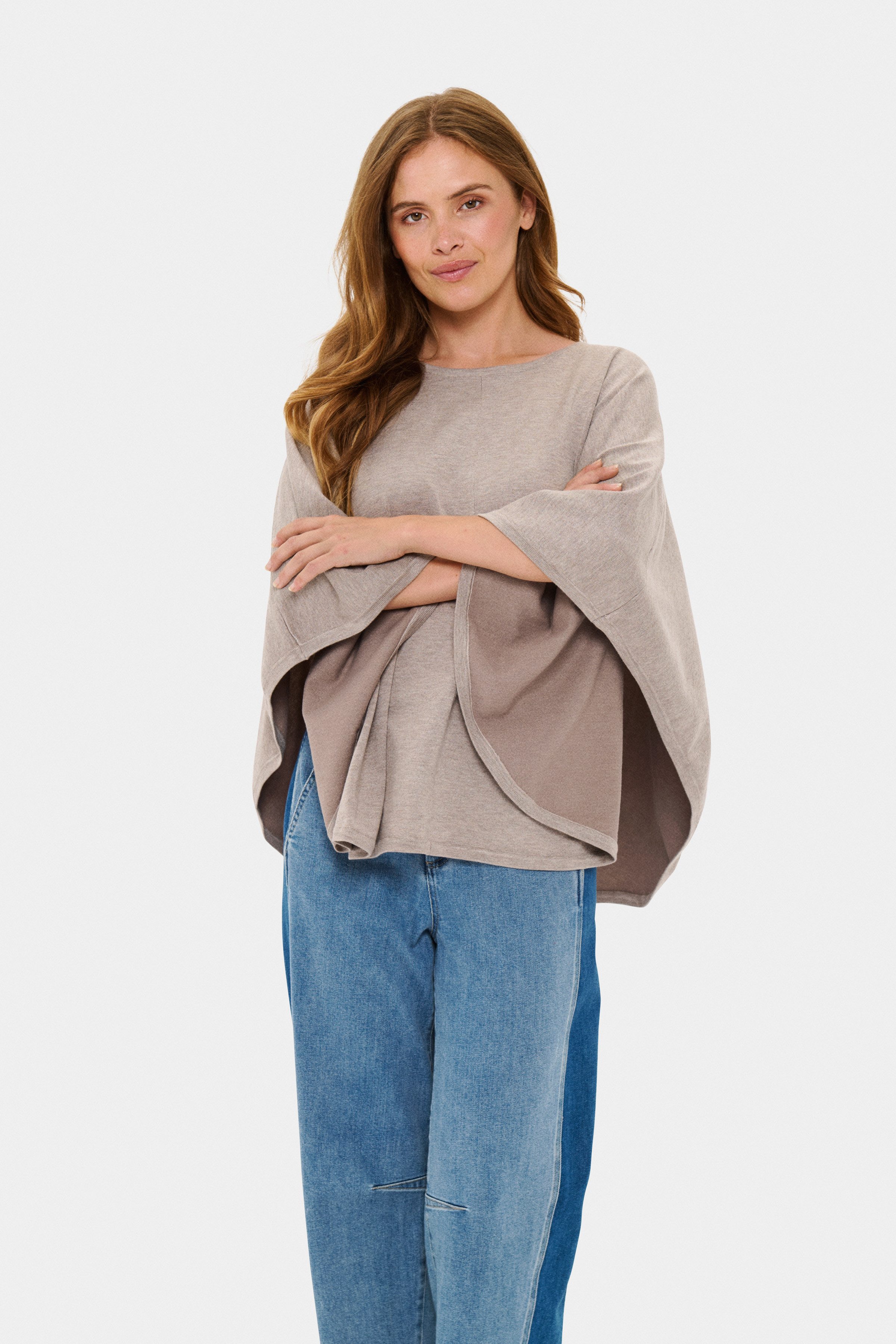 Saint Tropez Strickponcho BilliSZ Poncho Loose fit, Viskosemischung