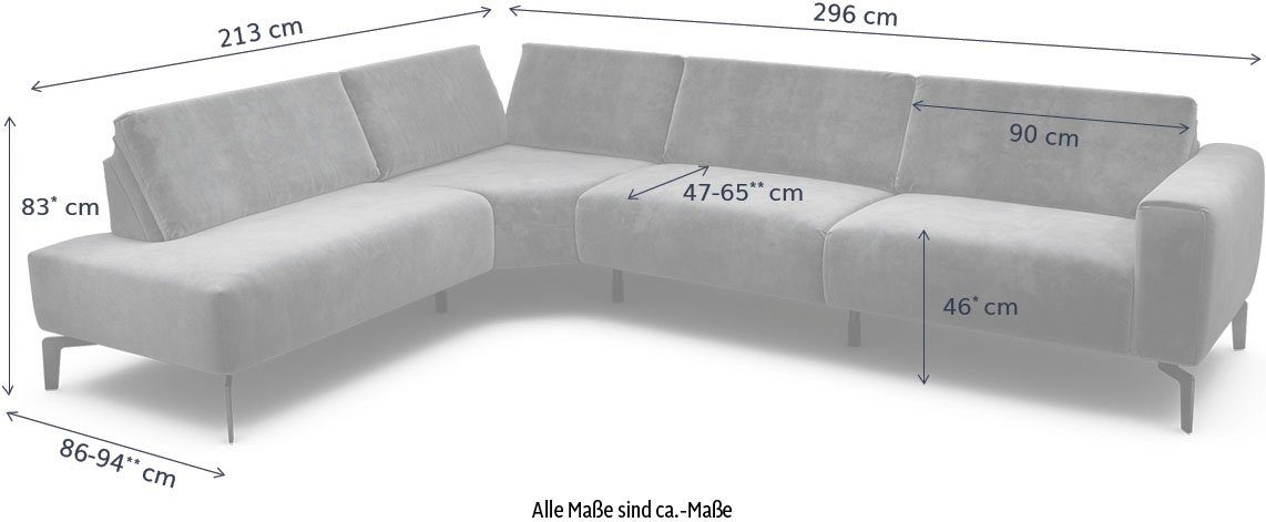 Sitzhärte, Sensoo Sitzhöhe) (verstellbare 3 Ecksofa Sitzposition, Komfortfunktionen Cosy1,