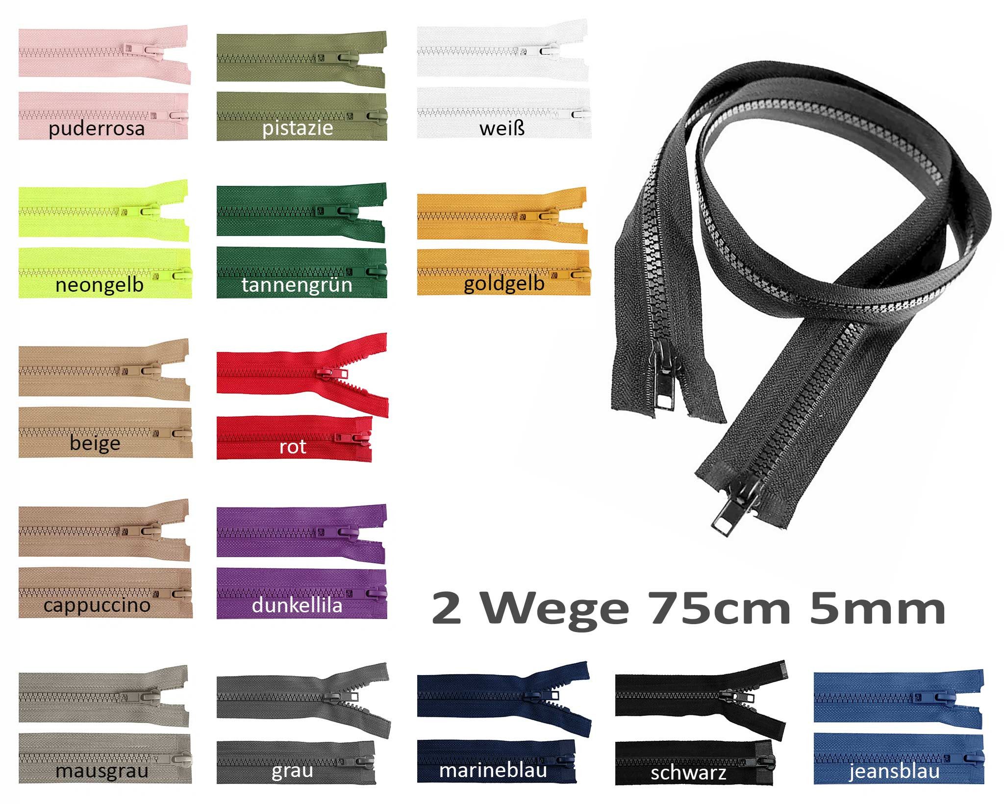 maDDma Reißverschluss 1 Reißverschluss 2-Wege 5mm 75cm teilbar Autolock Farbwahl, tannengrün
