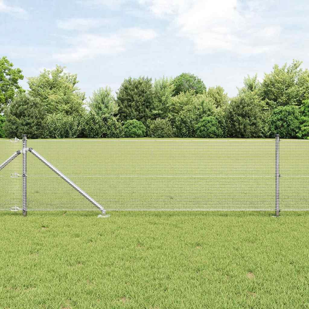 vidaXL Gartenzaun Geschweißter Drahtzaun mit Stacheln 100 x 0,4 m Silber Netz, (1-St)