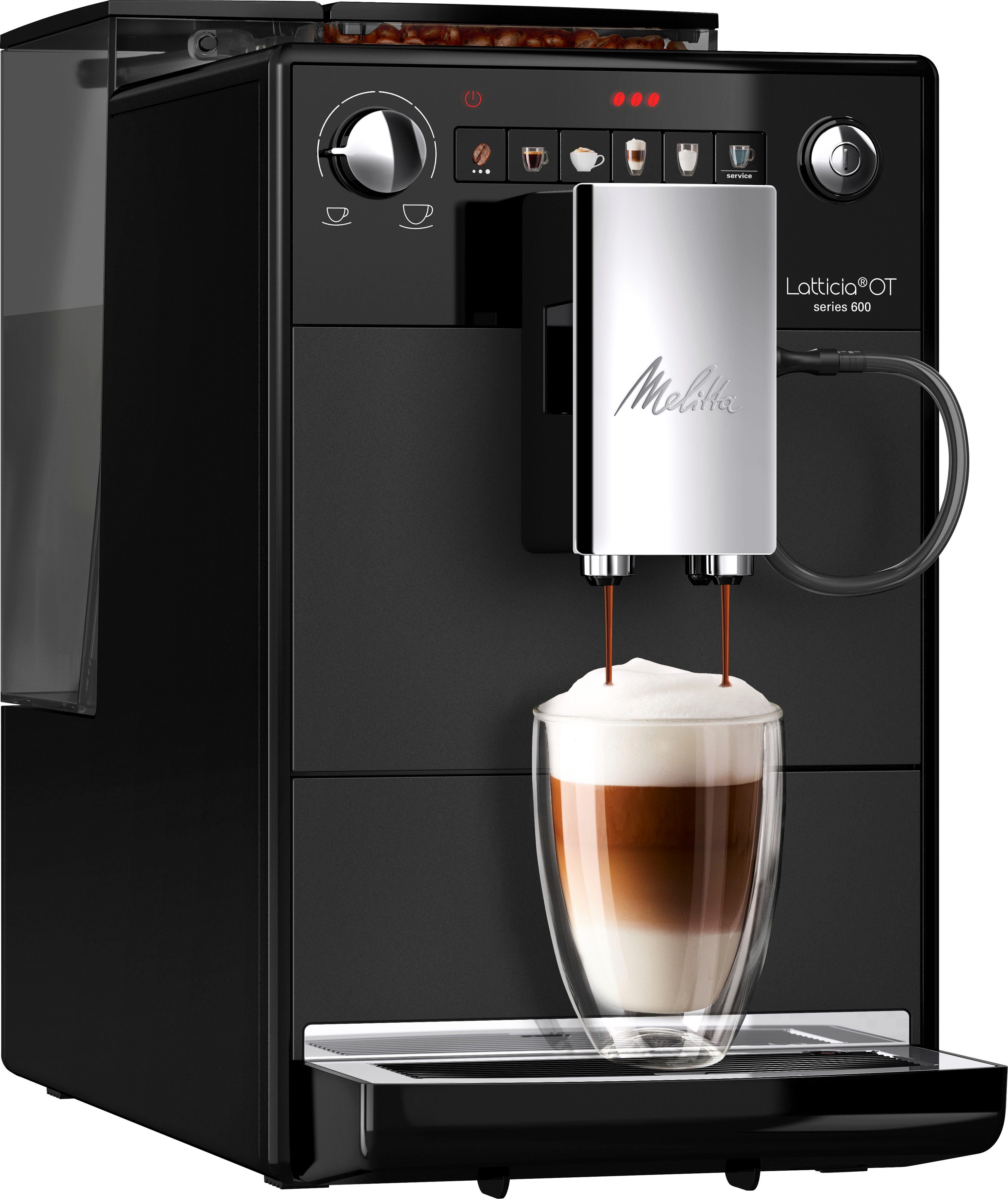 Melitta Kaffeevollautomat Latticia® One Touch & aber XL XL kompakt, Bohnenbehälter F300-100, Wassertank schwarz