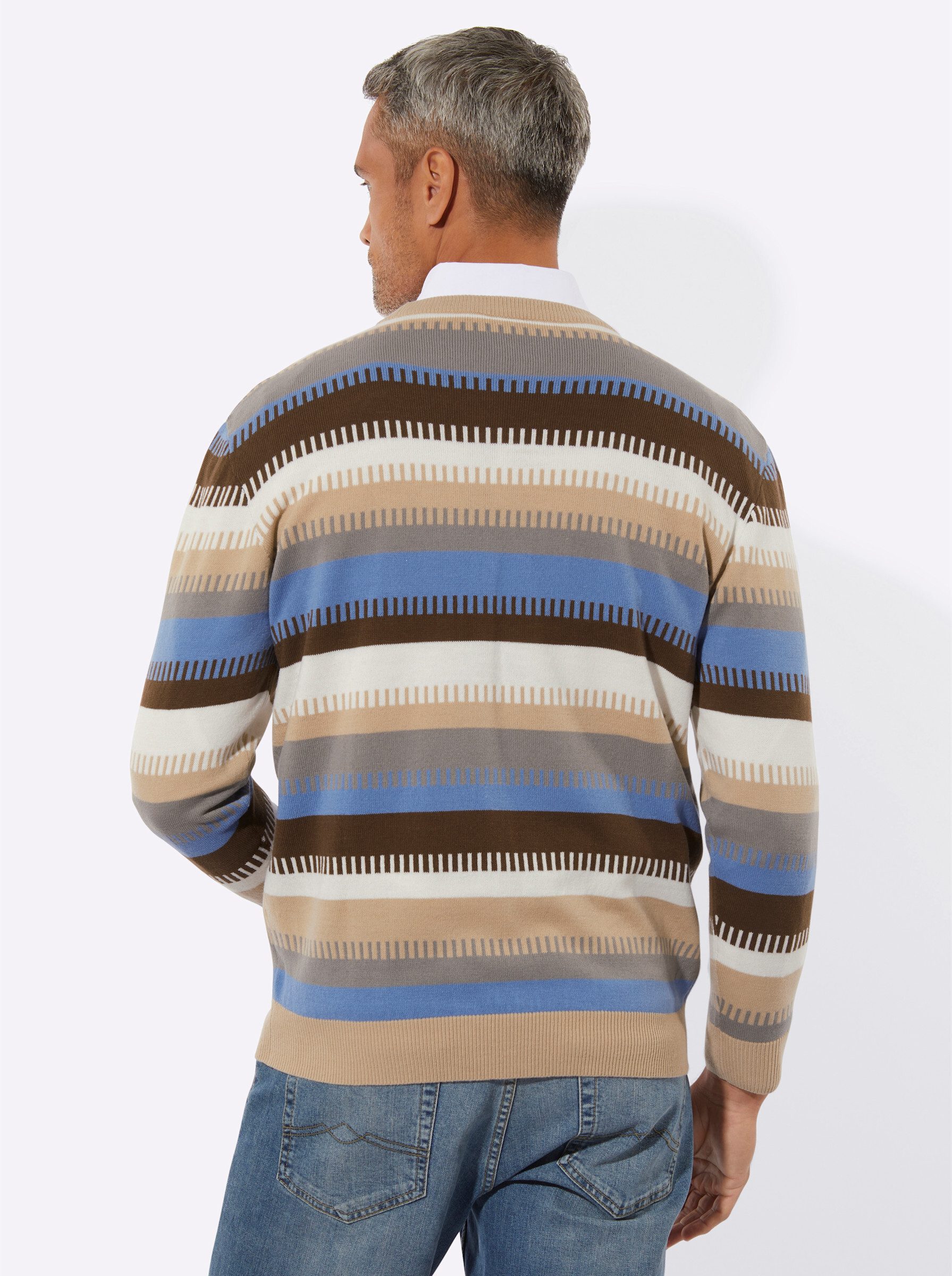 Sieh an! Strickpullover Rundhals-Pullover Langarm Jacquard