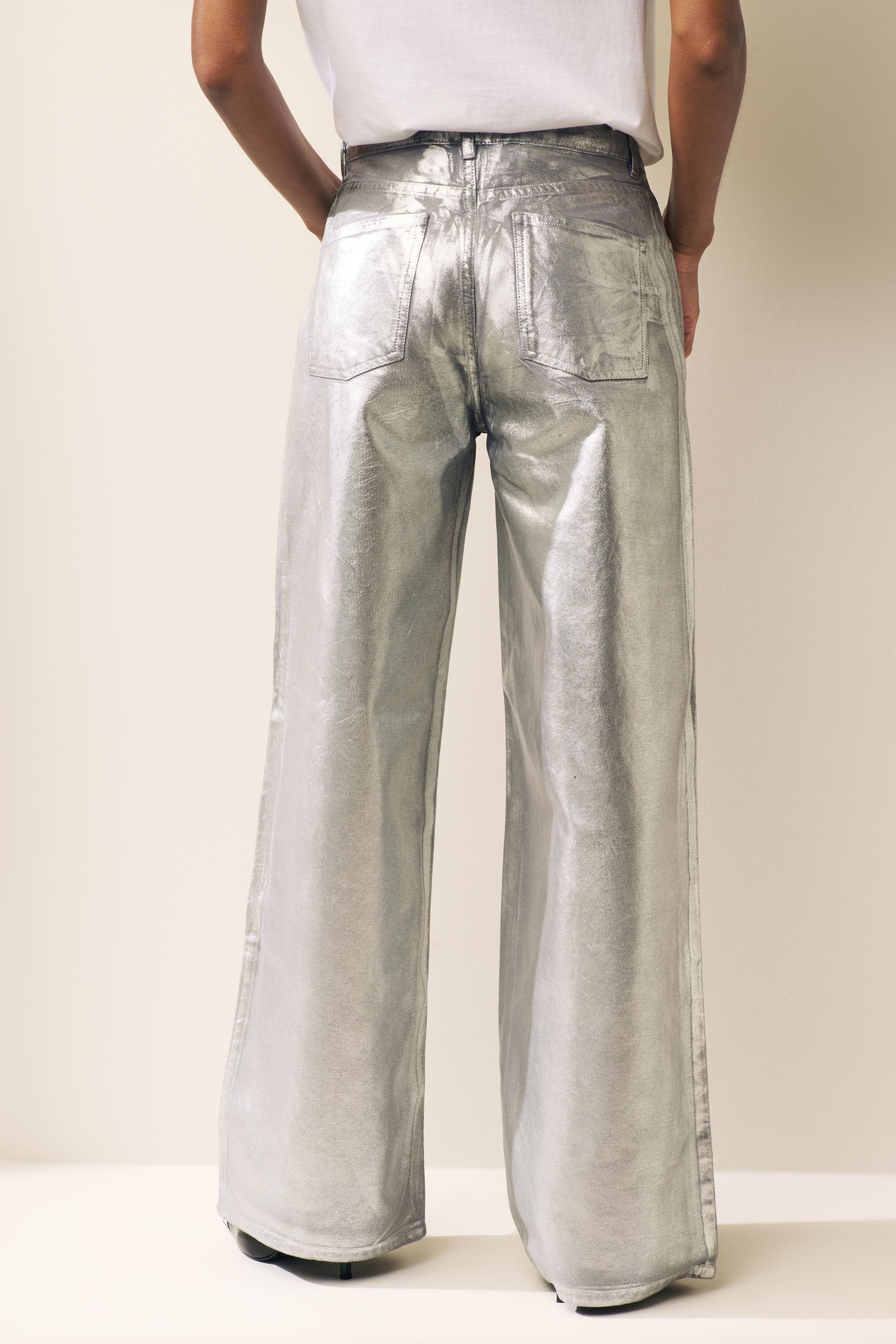 Next Weite Jeans Metallic-Jeans mit weitem günstig online kaufen