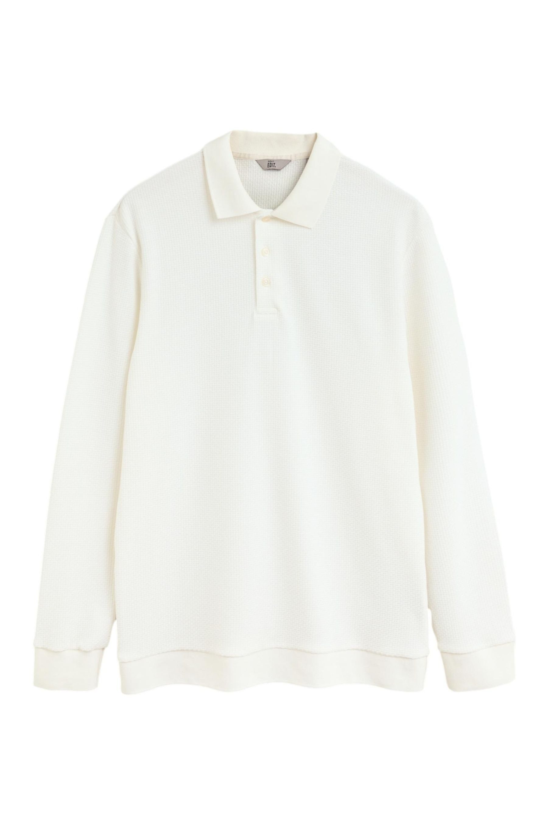 Langarm-Poloshirt EDIT Langärmeliges strukturiertes Poloshirt