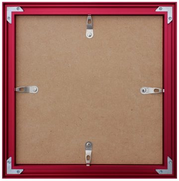 Oslo MasterLine Einzelrahmen Bilderrahmen quadratisch Aluminium gebürstet 3 cm breit, 30x30 rot, Quadrat, Echtglas, Alu