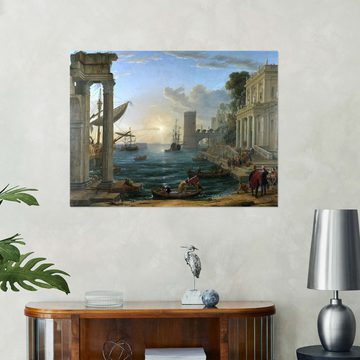 Posterlounge Wandfolie Claude Lorrain, Seehafen mit der Einschiffung der Königin von Saba, Badezimmer Maritim Malerei