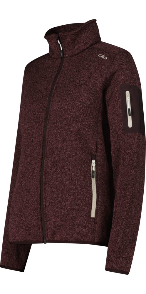CMP Strickfleecejacke KNITTED MELANGE FLEECE WOMAN JACKET mit Reißverschluss, wasserabweisend, windabweisend, wärmeisolierend