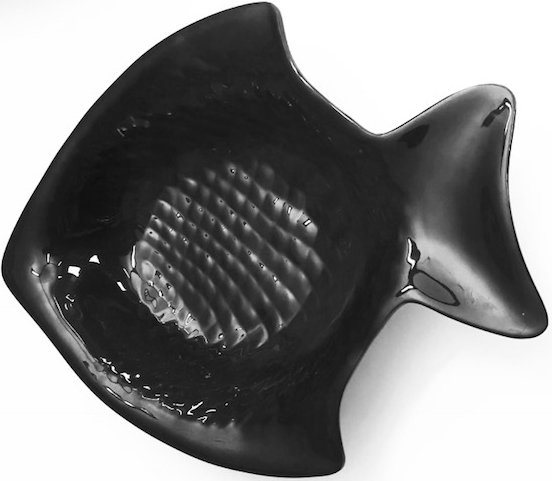 (1-tlg), Squared Black Melamin, Collection NYC Höhe Q cm 9 (Fisch), Servierschale 40x32,
