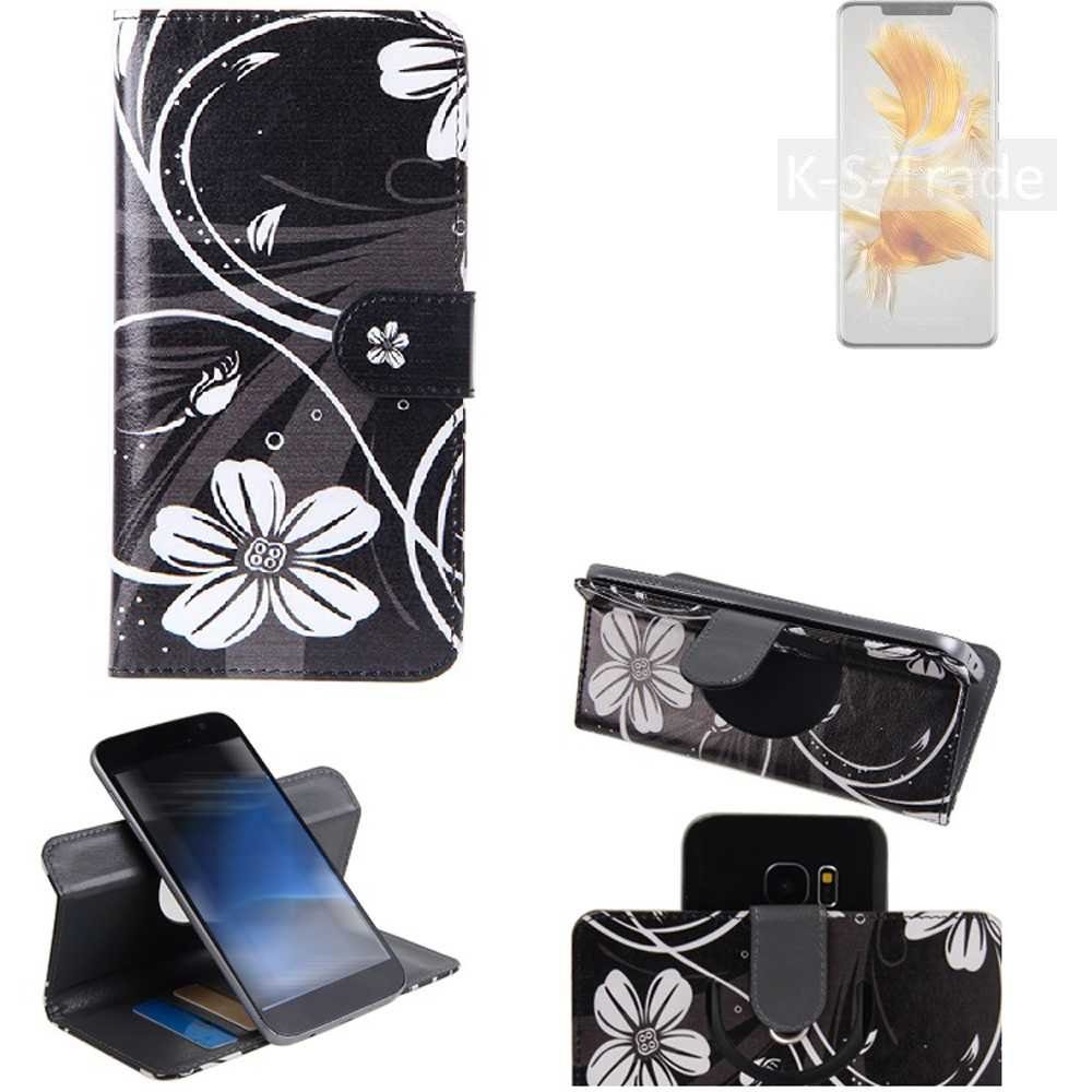 K-S-Trade Handyhülle für Huawei Mate 50 Pro, Schutzhülle Handyhülle Hülle 360° Wallet Case ''Flowers''