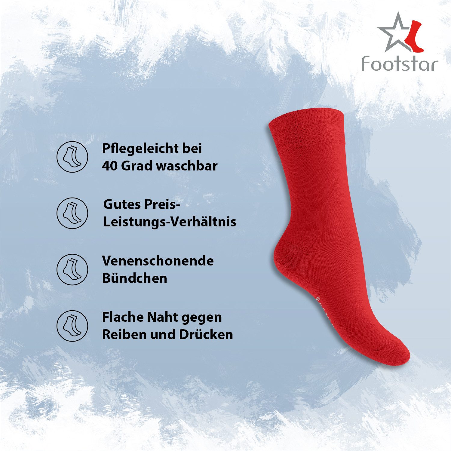 Footstar Basicsocken EVERYDAY! 10 PAAR Damen Herren Socken mit Baumwolle Basic Socken – Bild 2 von 3
