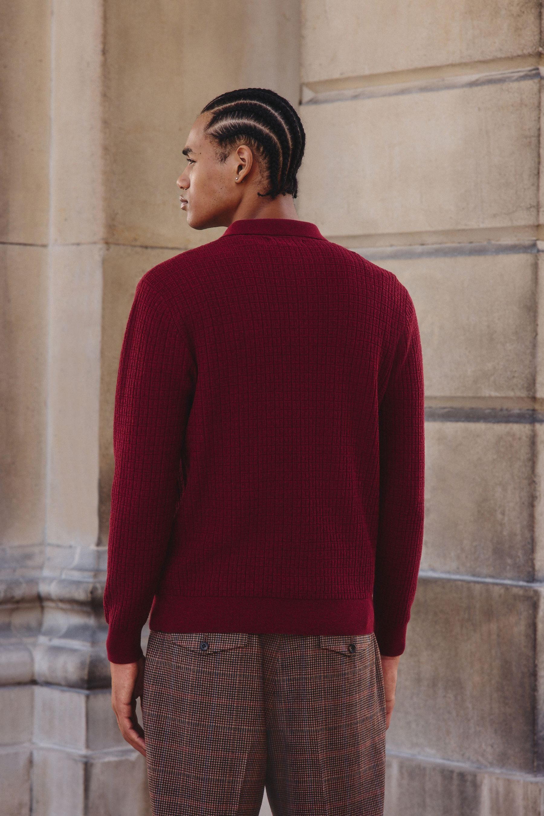 Next Langarm-Poloshirt Regular Fit Essential Poloshirt aus Strick (1-tlg) günstig online kaufen