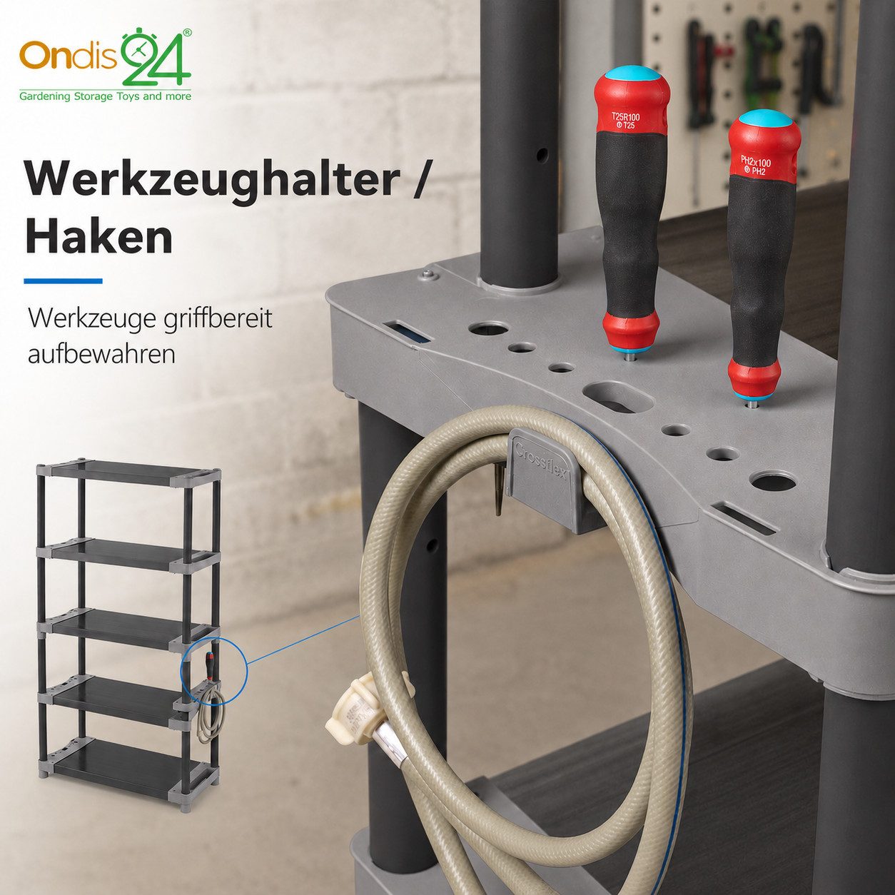ONDIS24 Schwerlastregal Lagerregal Steckregal Kunststoffregal Qualipro 175 cm hoch, je 5 Böden bis gesamt 600/750 kg belastbar, mit Halterungen