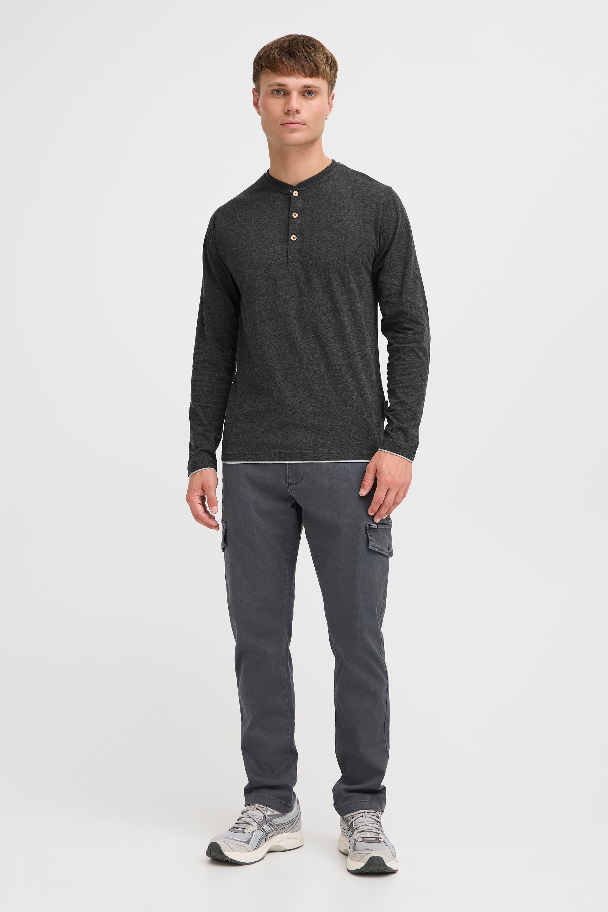 Indicode Rundhalsshirt IDGifford Longsleeve mit Knopfleiste