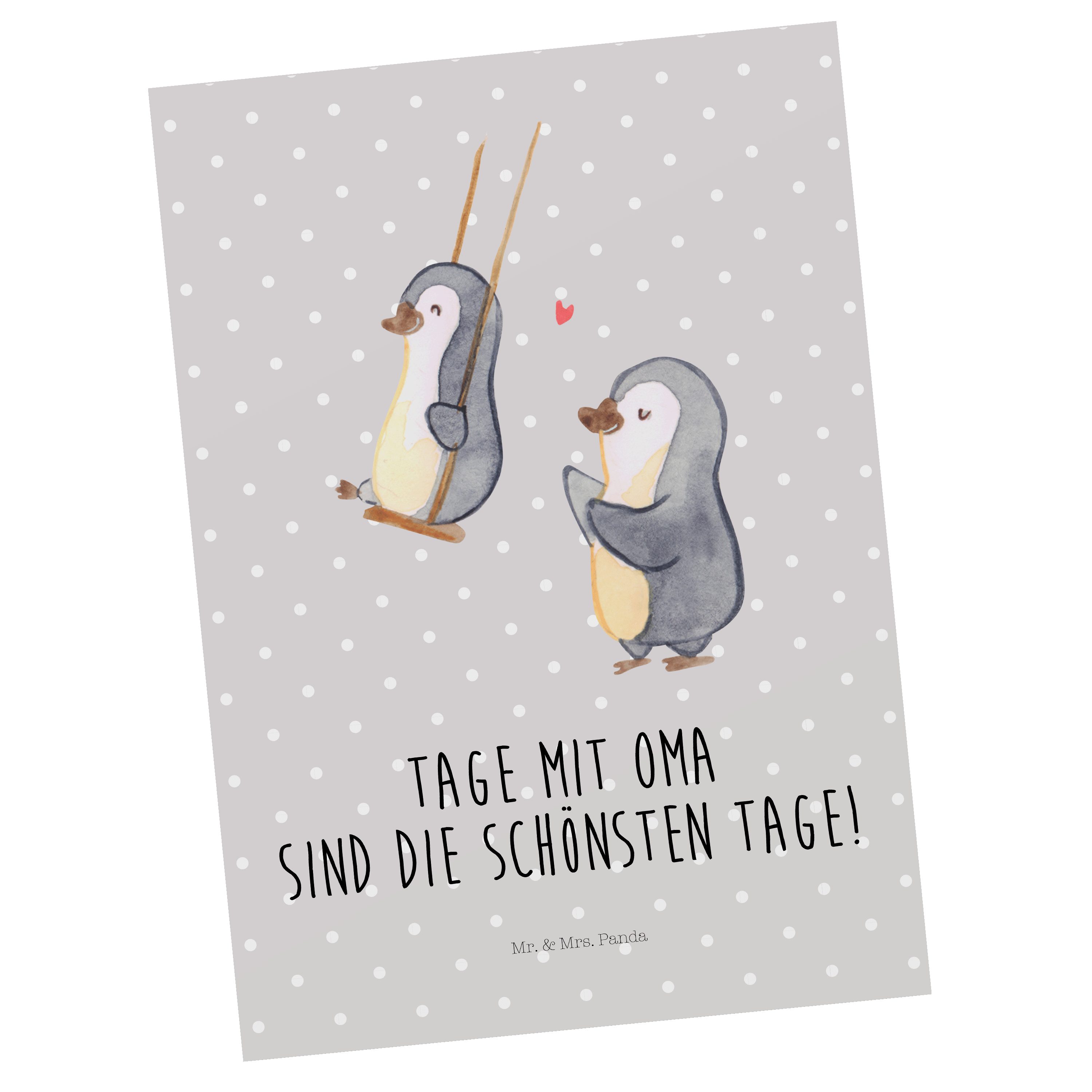 Mr. & Panda Pastell - - Geschenk, Mrs. schaukeln Enkelkind, Pinguin Postkarte Einladung Grau Oma
