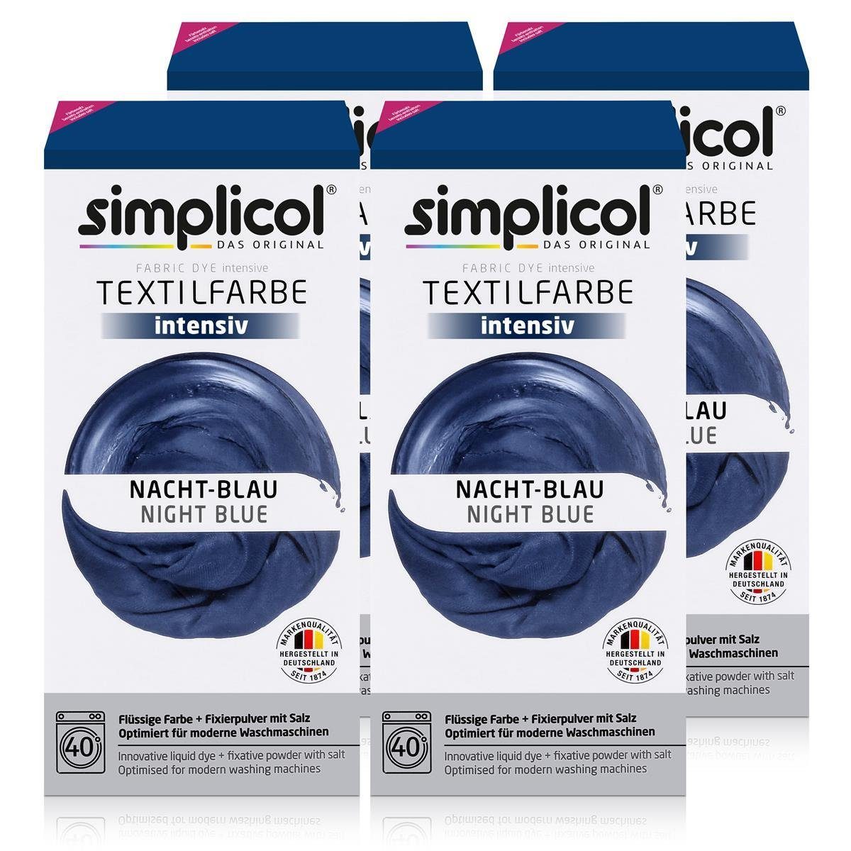 Textilfarbe Simplicol Textilfarbe intensiv Nacht-Blau - Einfaches Färben (4er Pack