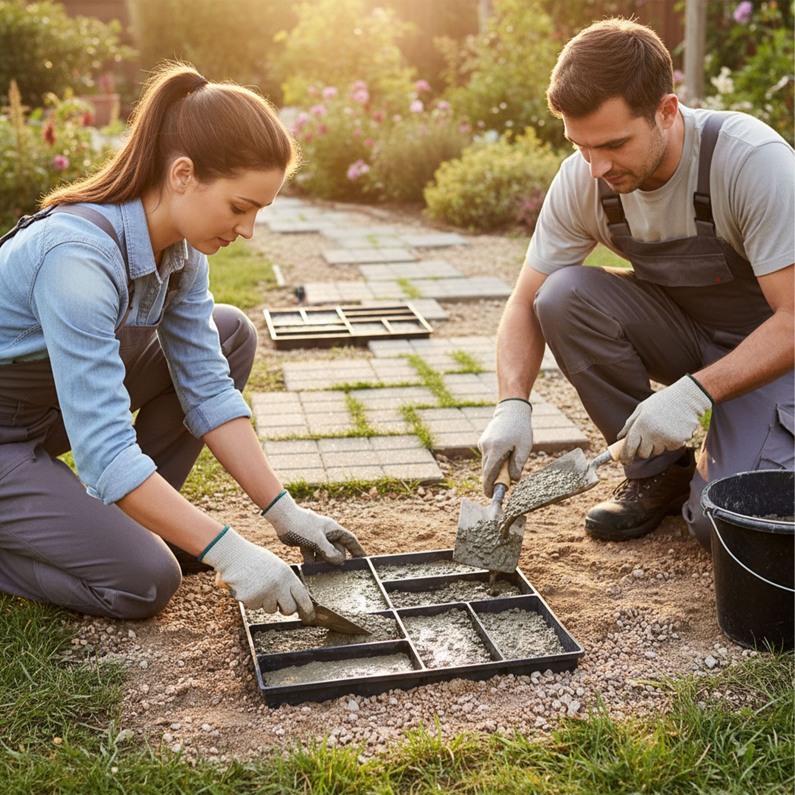 relaxdays Leichtbeton-Bauplatte Pflasterform 2er Set 40 x 40 cm, (2-St)