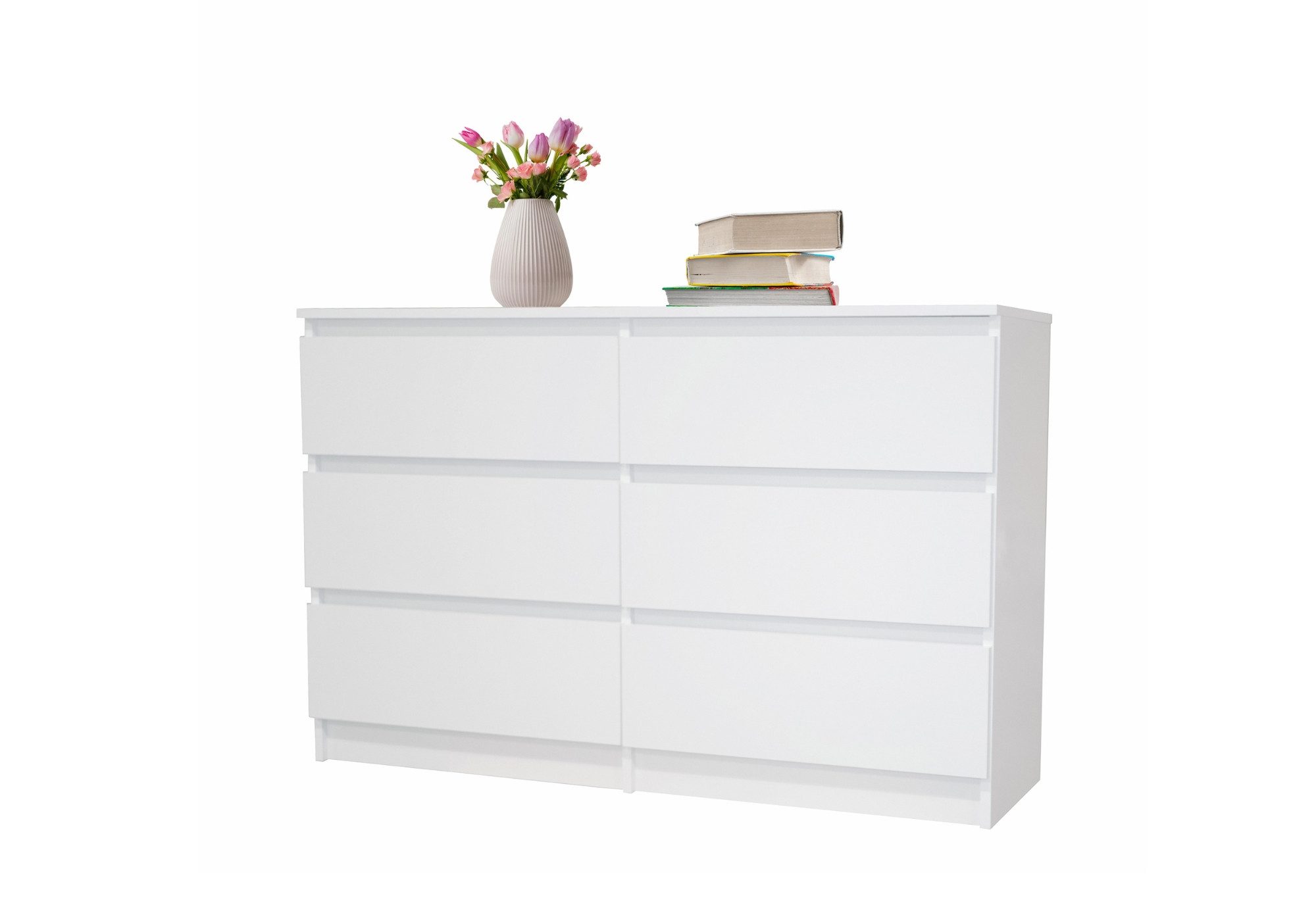 Home Collective Kommode weiß mit sechs Schubladen, Schlafzimmer Flur, Schrank, Sideboard, Highboard, Breite 120 cm Höhe 77cm. Reduzierter Preis € 159,90. Unverbindliche Preisempfehlung € 249,00