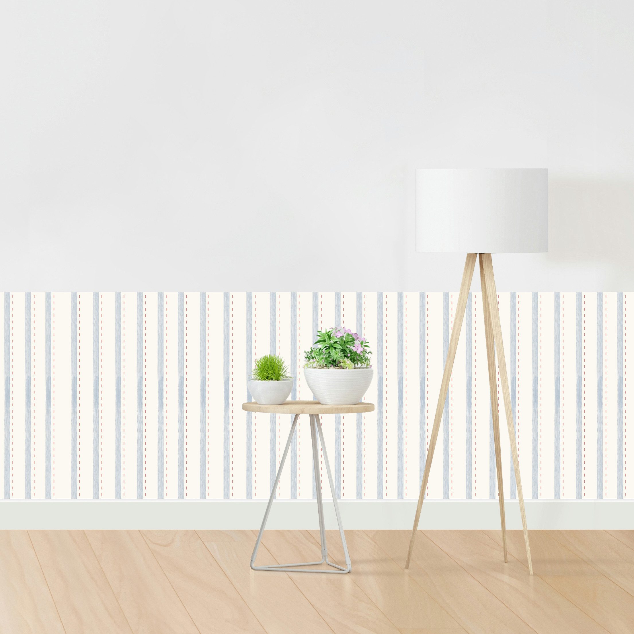 queence Bordüre Wandbordüre Hellblau und Rot 250x90cm, glatt, Nadelstreifen, Streifen, bedruckt, gepunktet, gestreift, mehrfarbig, natürlich, seidenmatt, (1 St), Wandpaneele, selbstklebend, Tapete, Sticker, gestreifte Wandtattoos