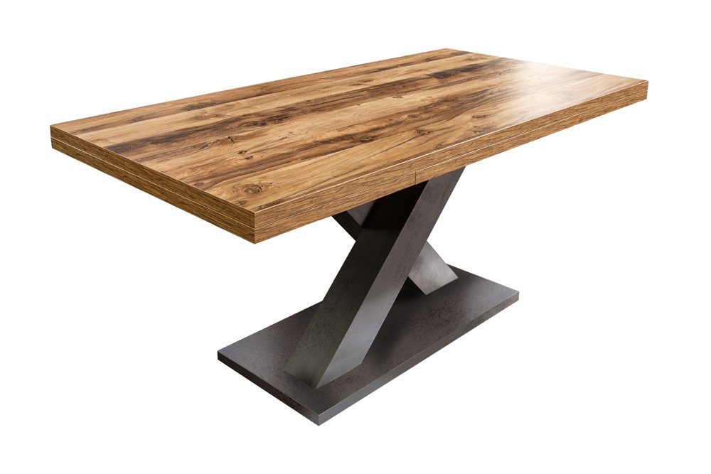 riess-ambiente Esstisch MONTREAL 180-280cm natur/grau - Eiche-Design, ausziehbar, X-Gestell (Einzelartikel, 1-St), Industrial Look für Esszimmer & Konferenzraum – ideal bis 12 Personen