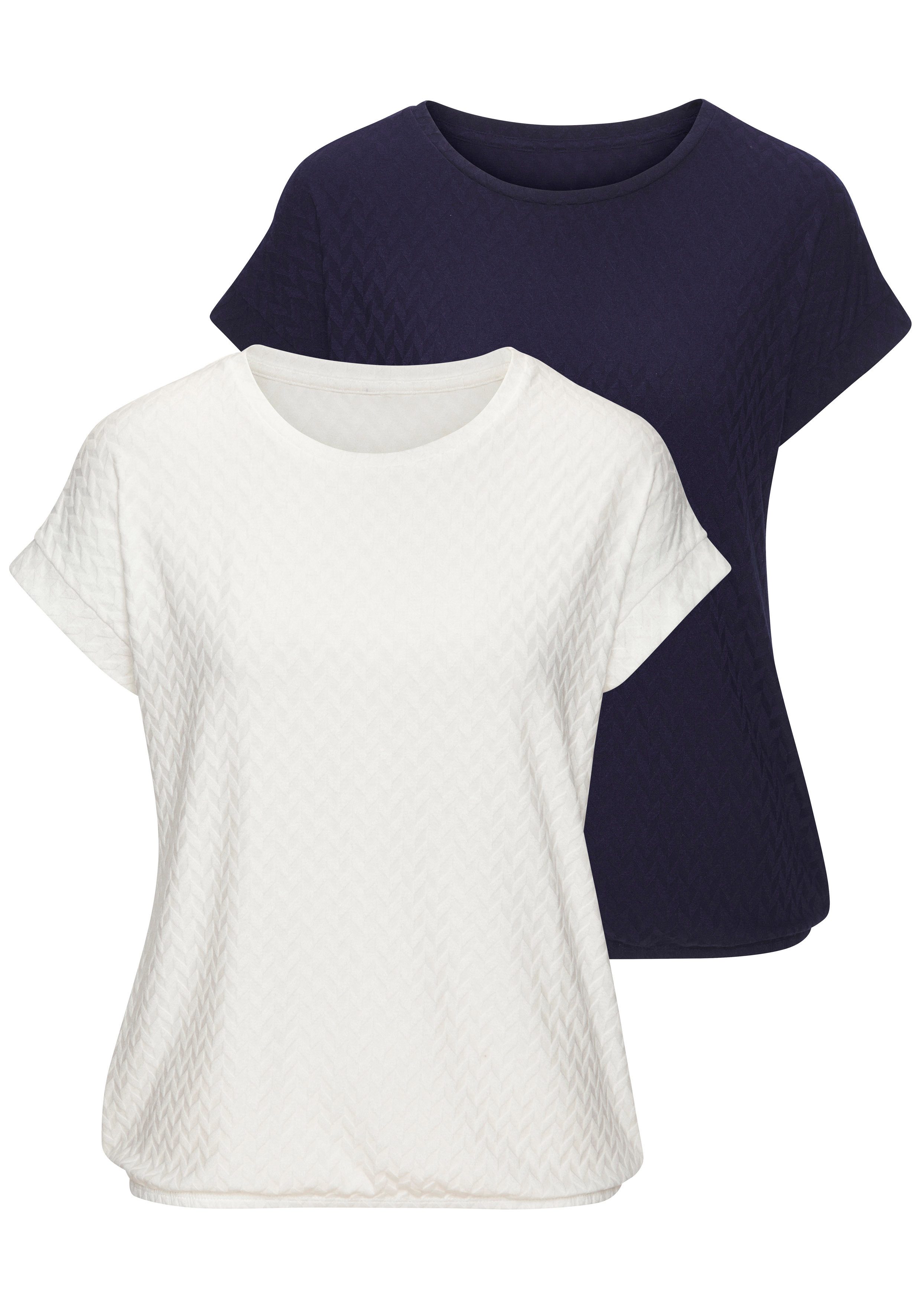 Vivance Kurzarmshirt mit modischem Jacquard-Muster (Packung) mit schönem Jacqaurdmuster. € 39,98, (€ 19,99 pro 1 Stk).