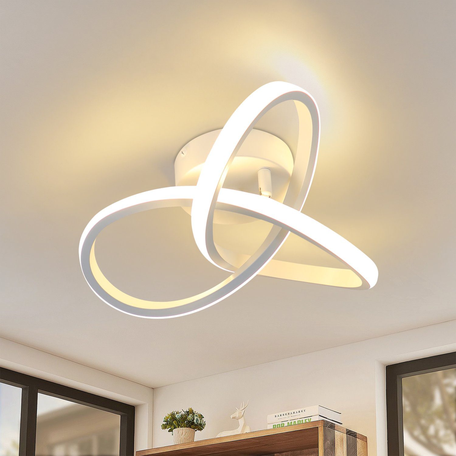 fest Schlafzimmer, 3 Warmweiß Deckenleuchte LED ZMH verflochten LED weiß Blatten modern 3000K, für integriert, Design