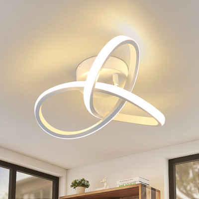 ZMH LED Deckenleuchte 3 Blatten verflochten modern Design für Schlafzimmer, LED fest integriert, Warmweiß 3000K, weiß